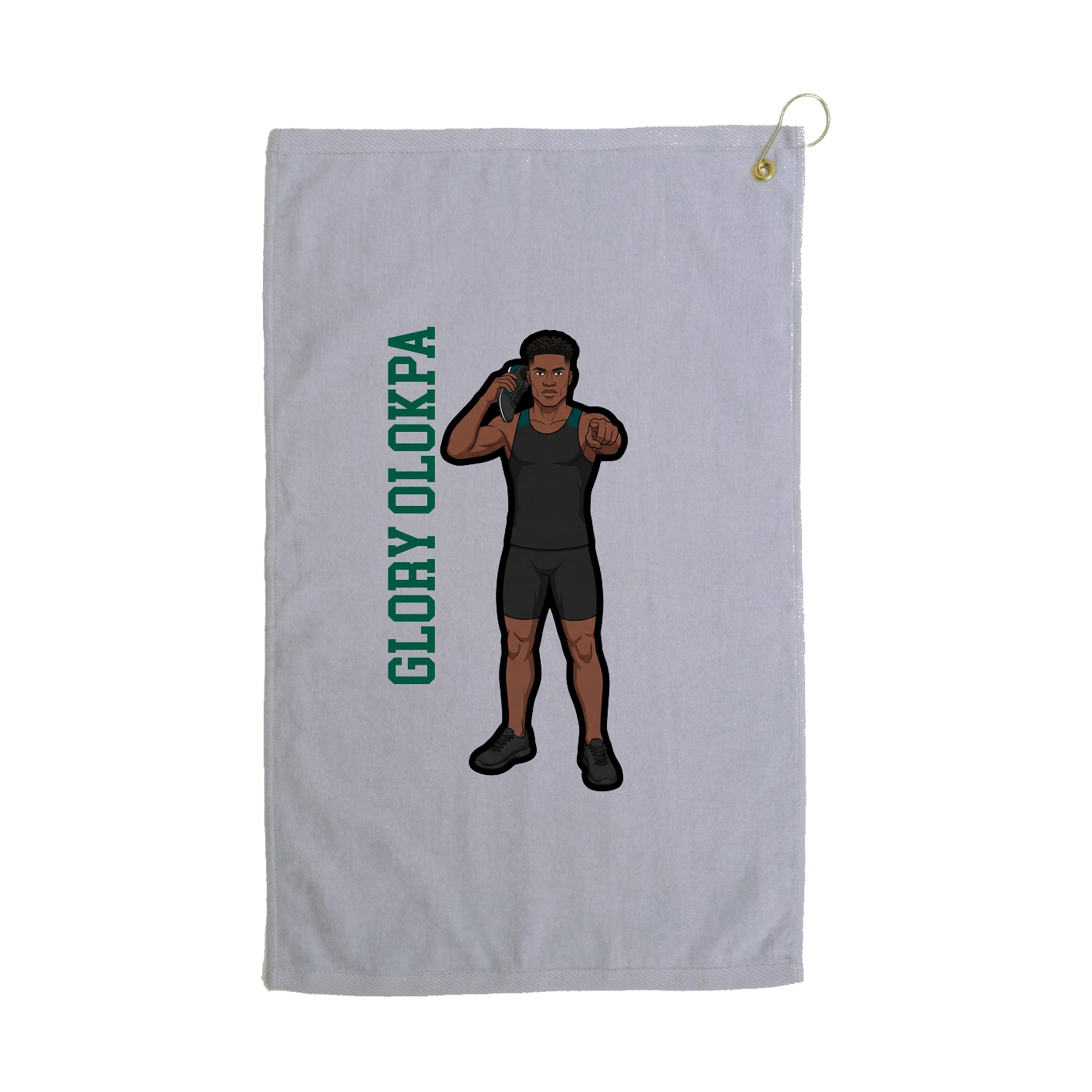 Golf Towel — Name Vertical in Grey