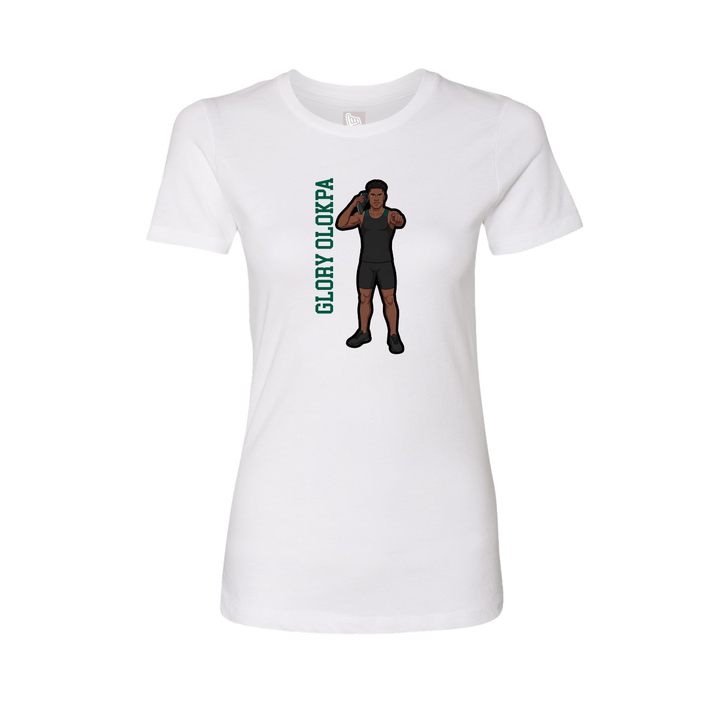 Fitted Women's Tee — Name Vertical in White