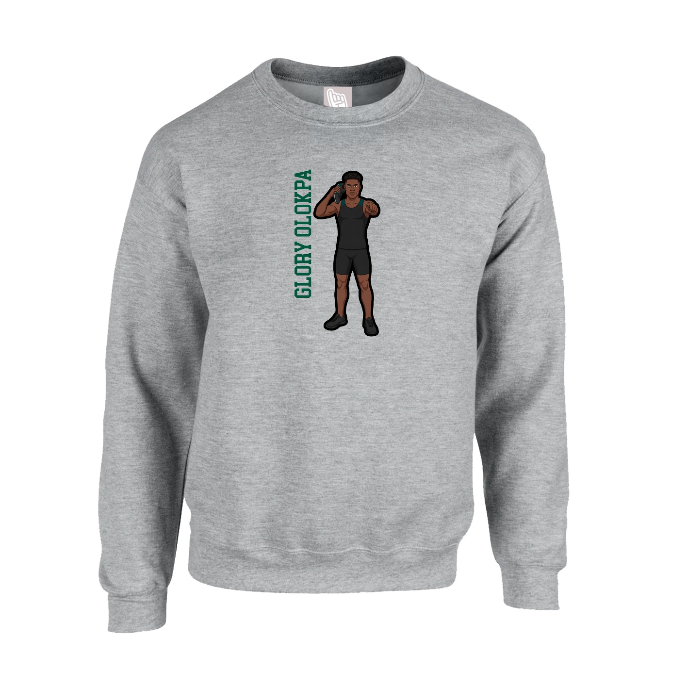 Fleece Crew — Name Vertical in Grey