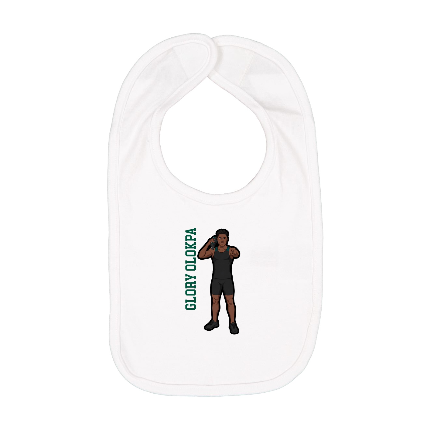 Infant Bib — Name Vertical in White