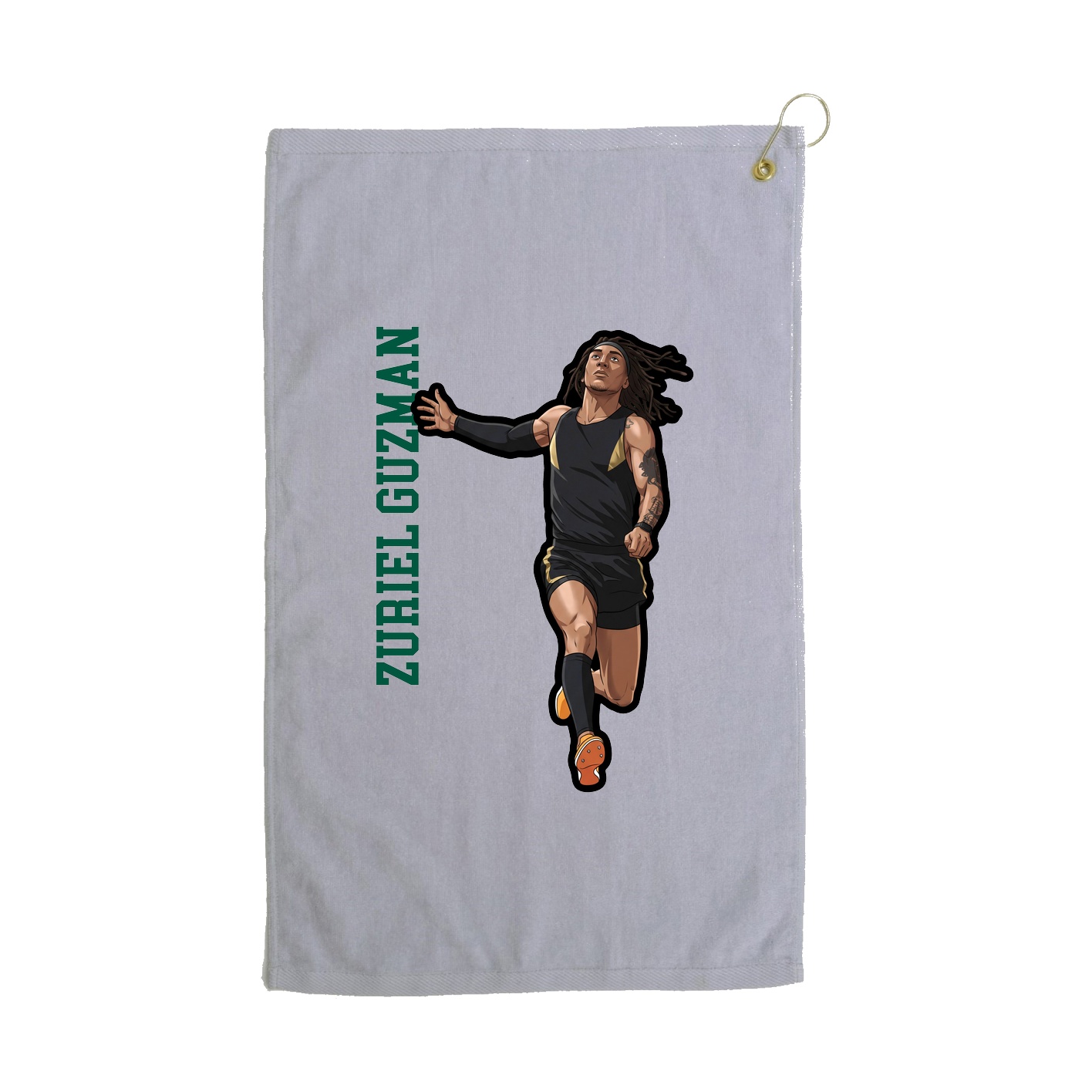 Golf Towel — Name Vertical in Grey