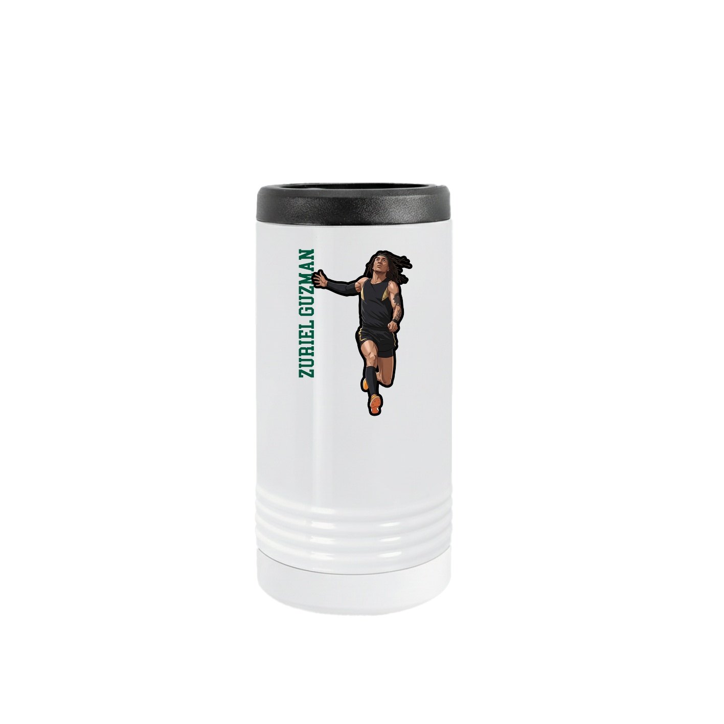 Slim Beverage Holder — Name Vertical in White