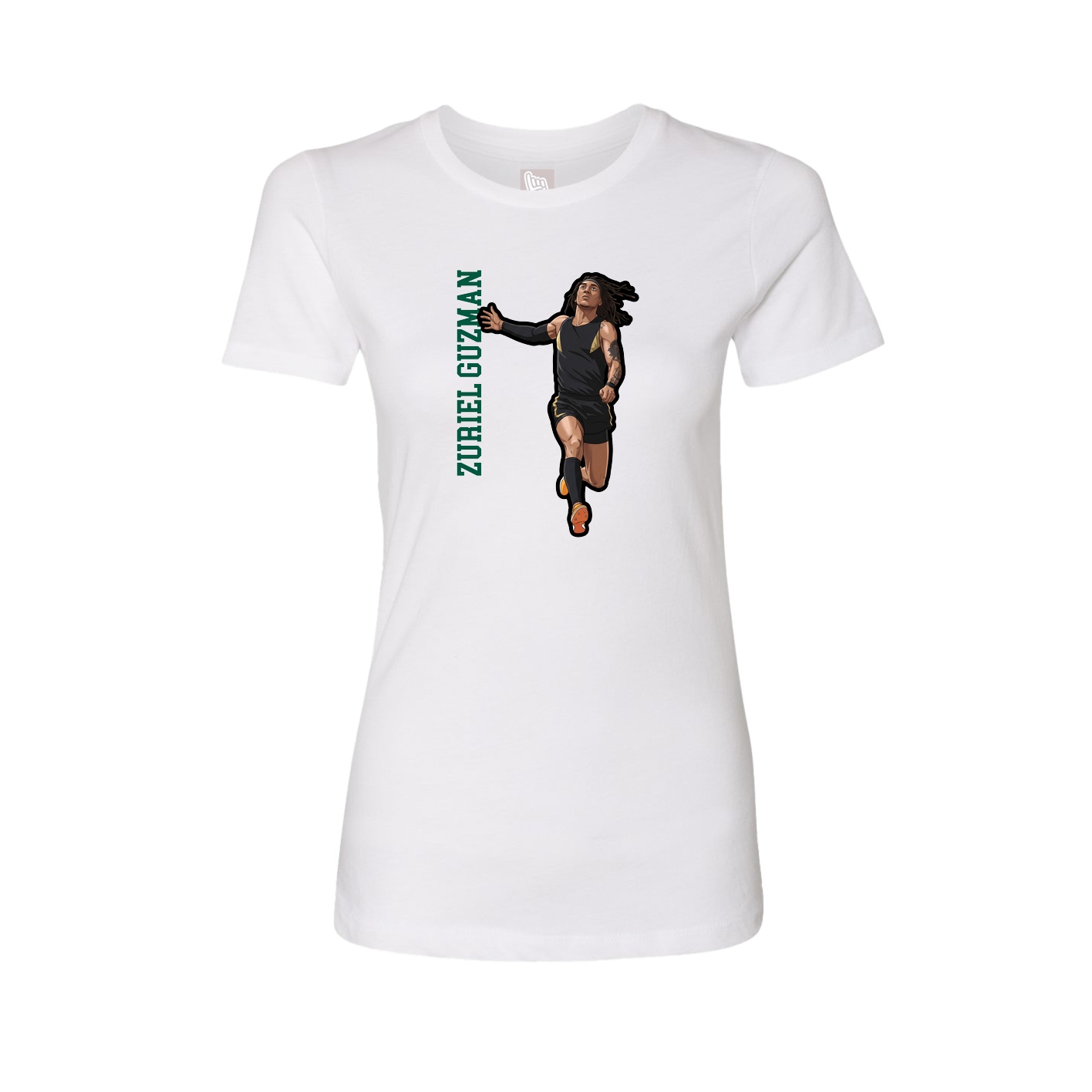 Fitted Women's Tee — Name Vertical in White
