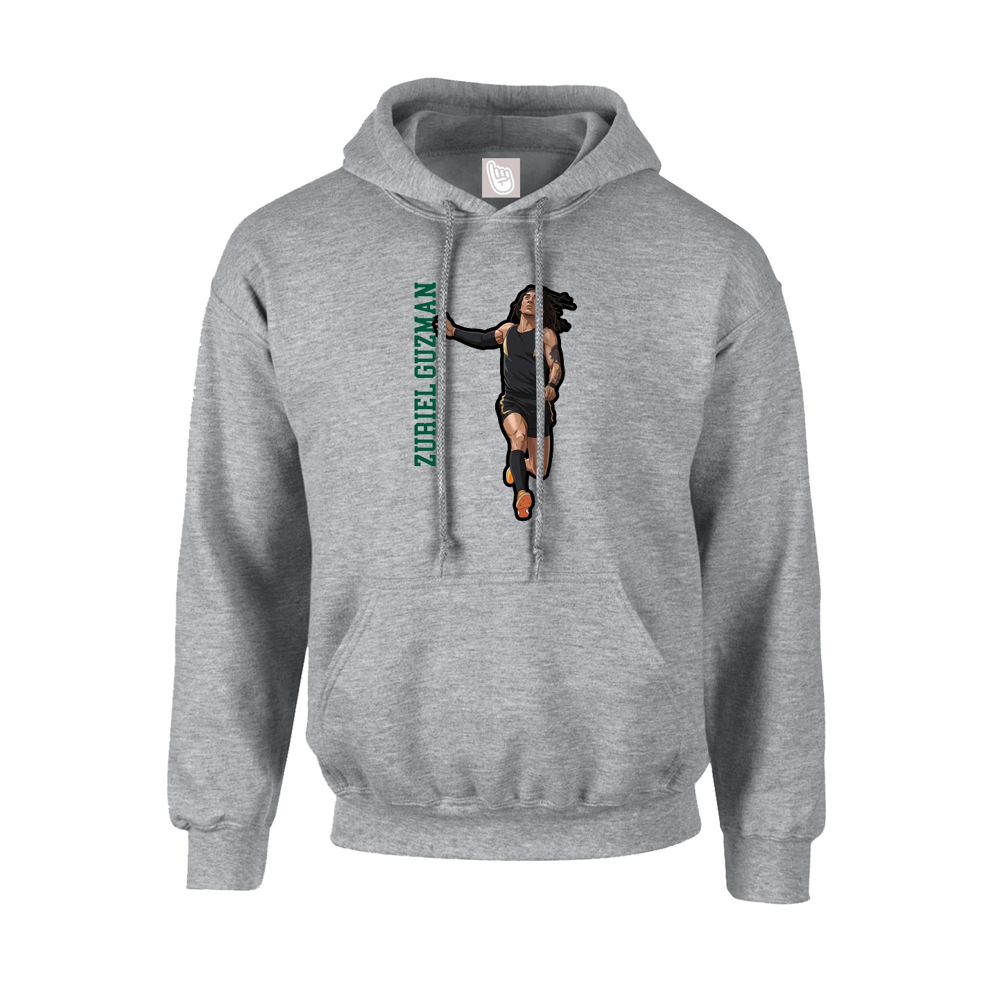 Hoodie — Name Vertical in Grey