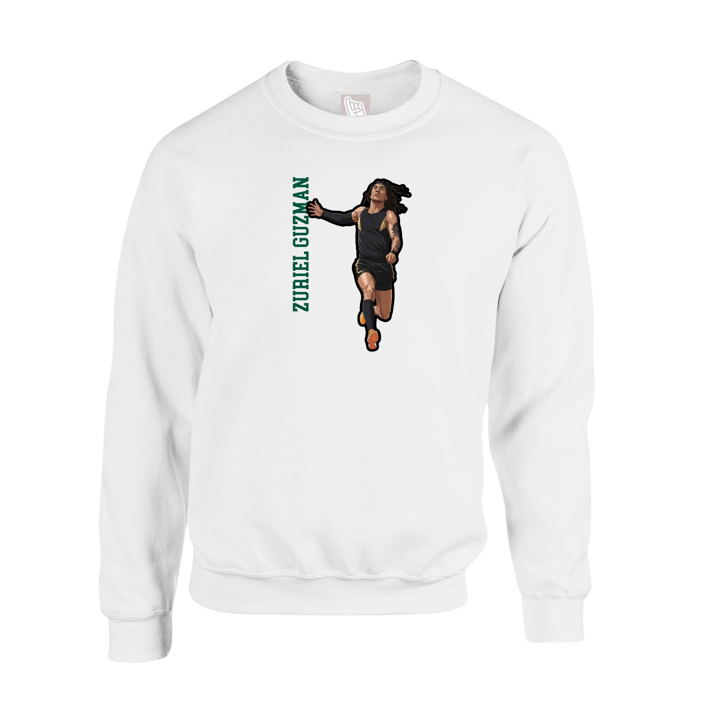 Fleece Crew — Name Vertical in White