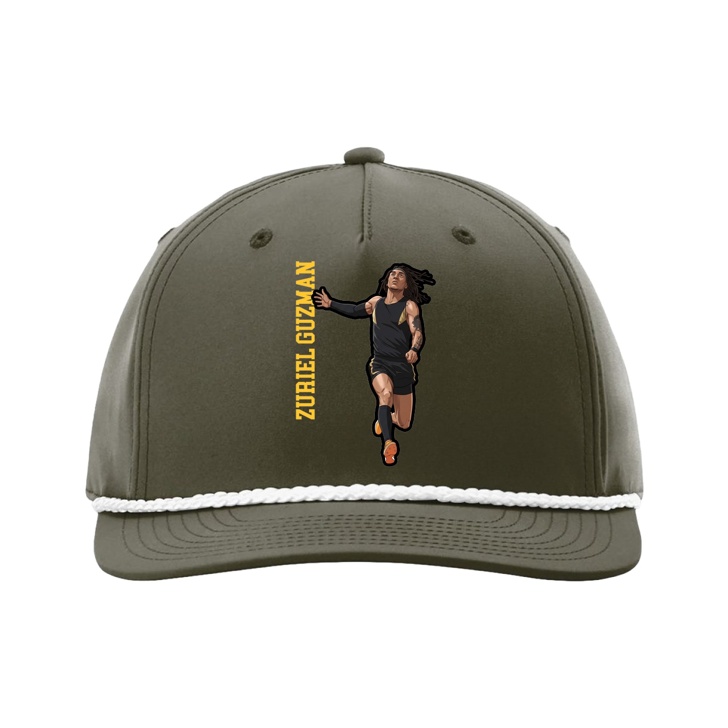 Five-Panel Classic Rope Cap — Name Vertical in Green