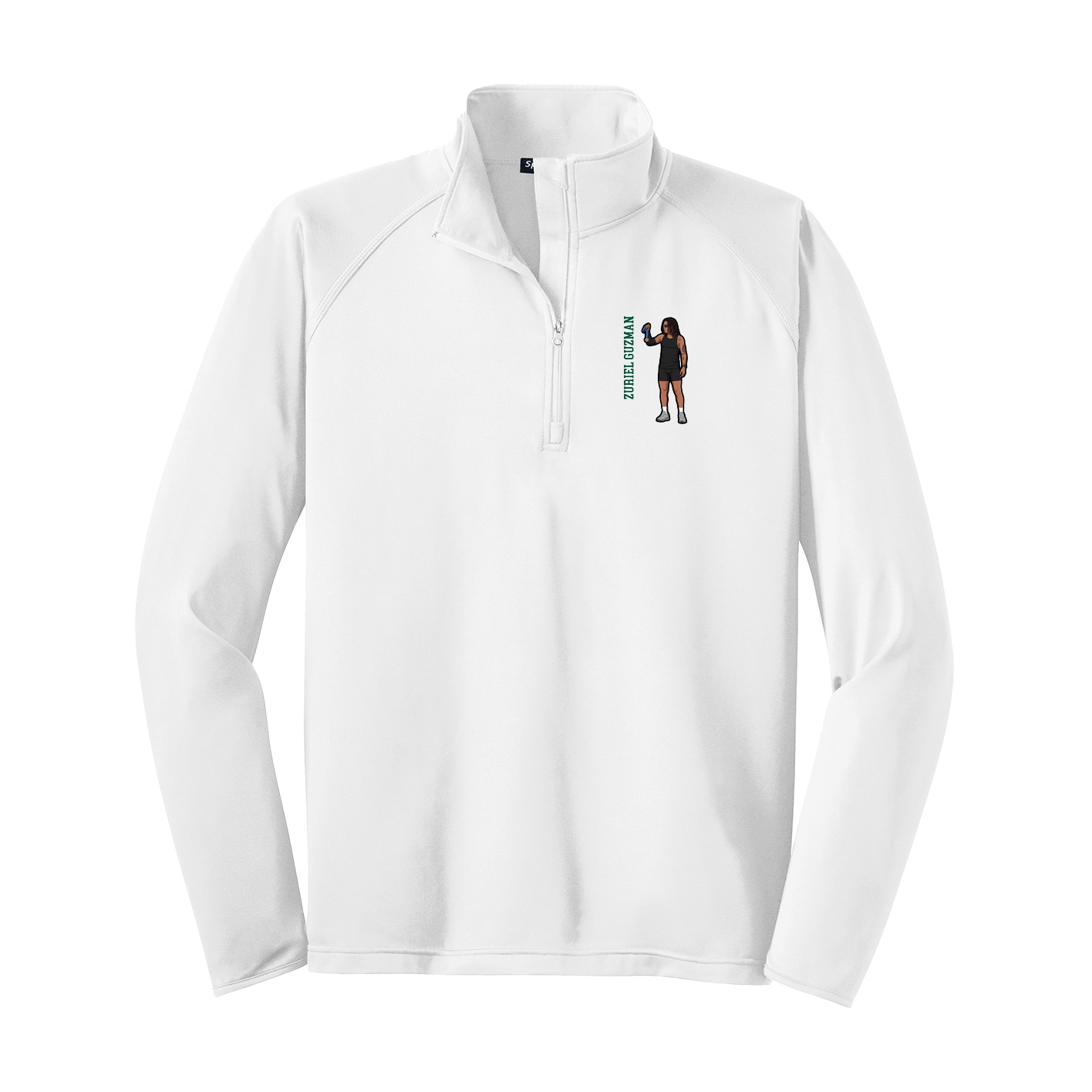 Q-Zip Pullover — Name Vertical in White