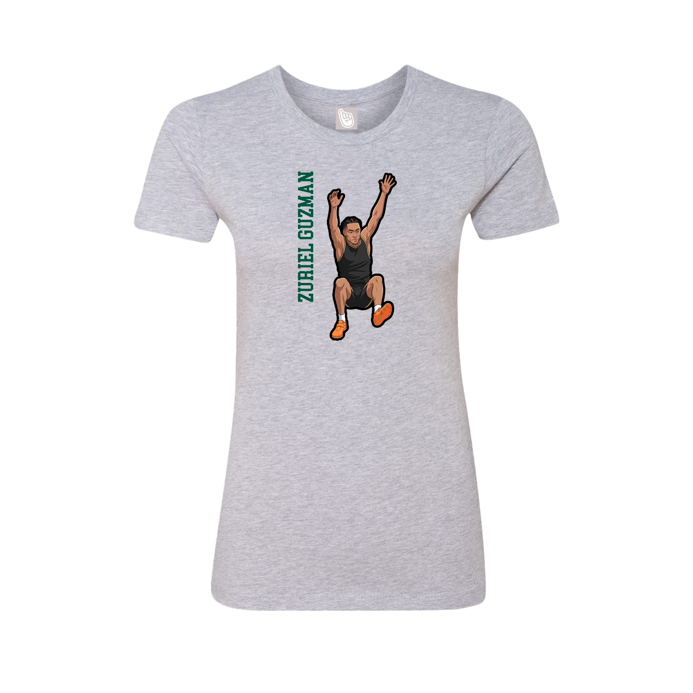 Fitted Women's Tee — Name Vertical in Grey