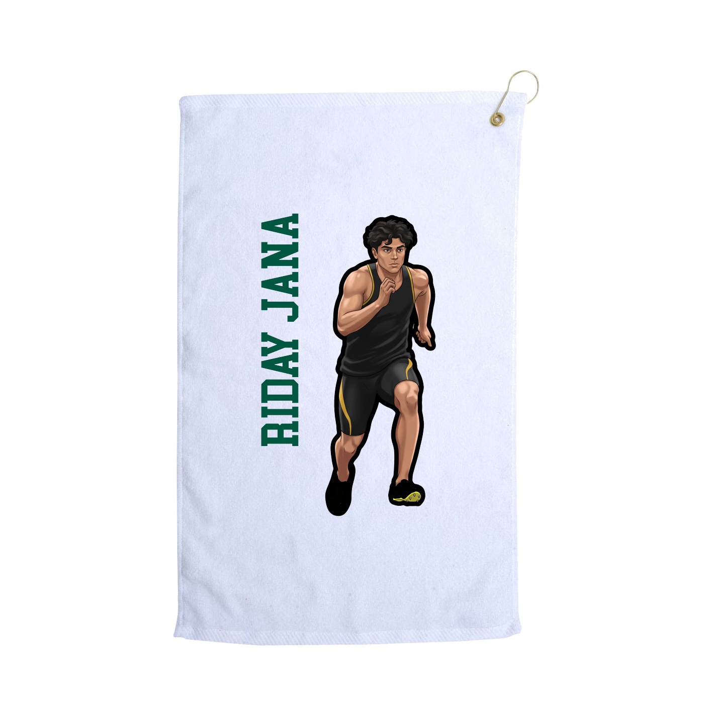 Golf Towel — Name Vertical in White