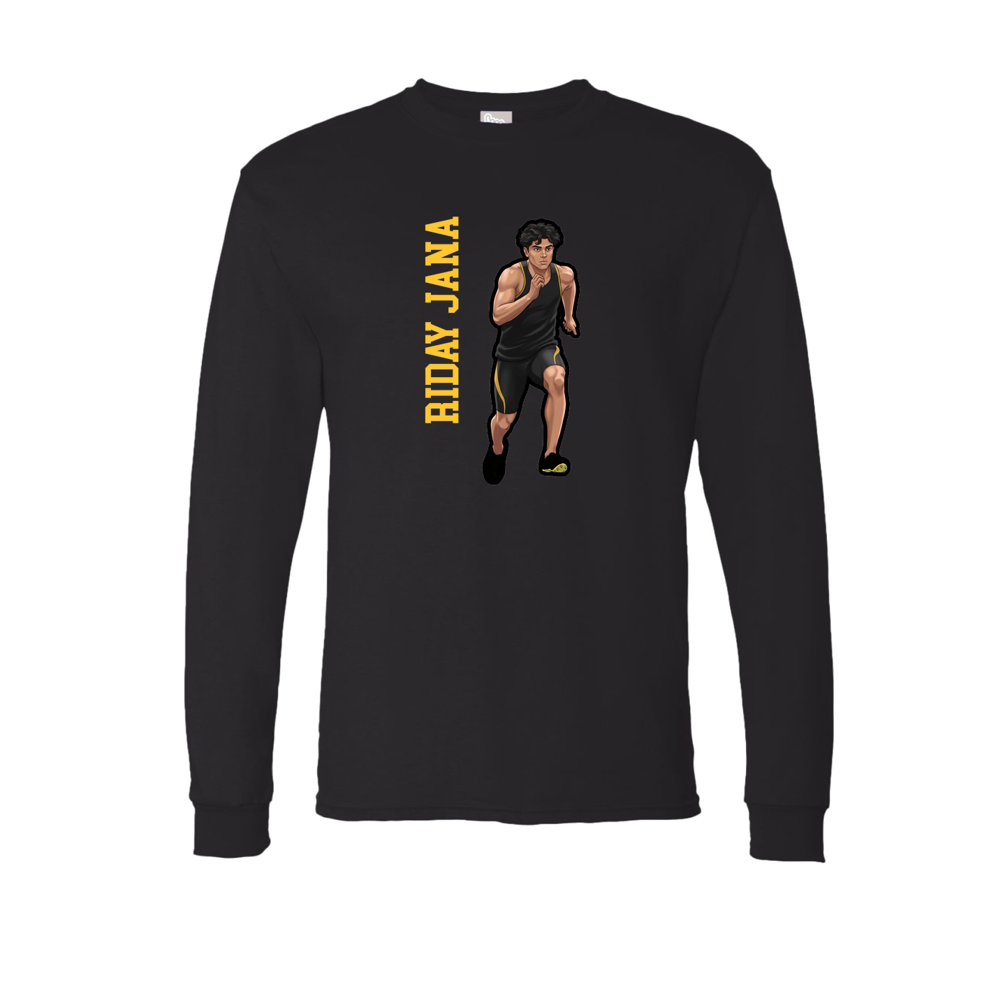 Long Sleeve Tee — Name Vertical in Black