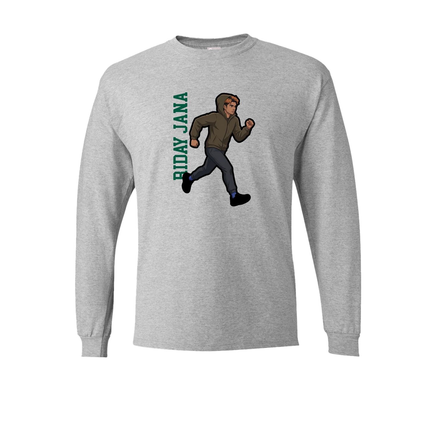 Long Sleeve Tee — Name Vertical in Grey