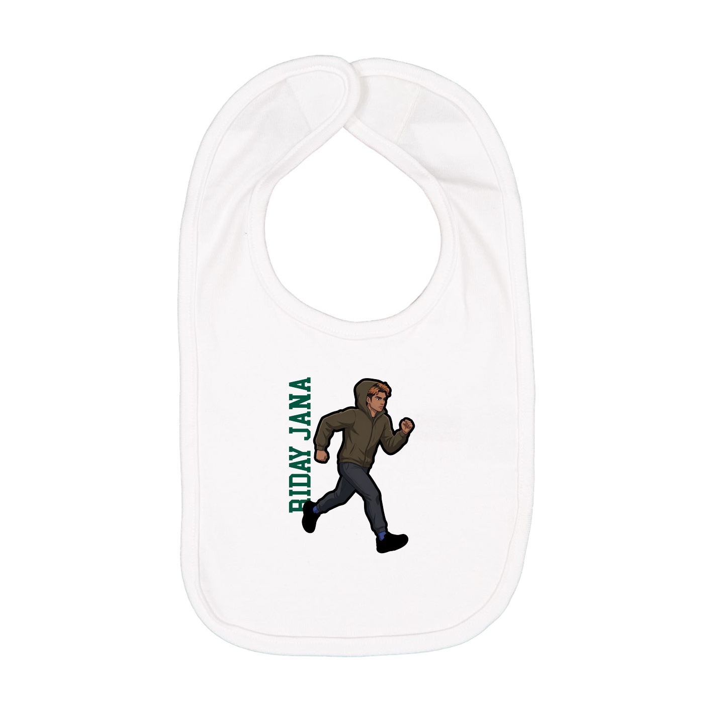Infant Bib — Name Vertical in White