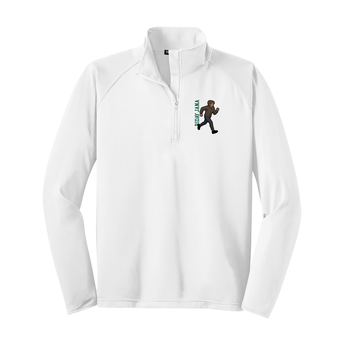 Q-Zip Pullover — Name Vertical in White
