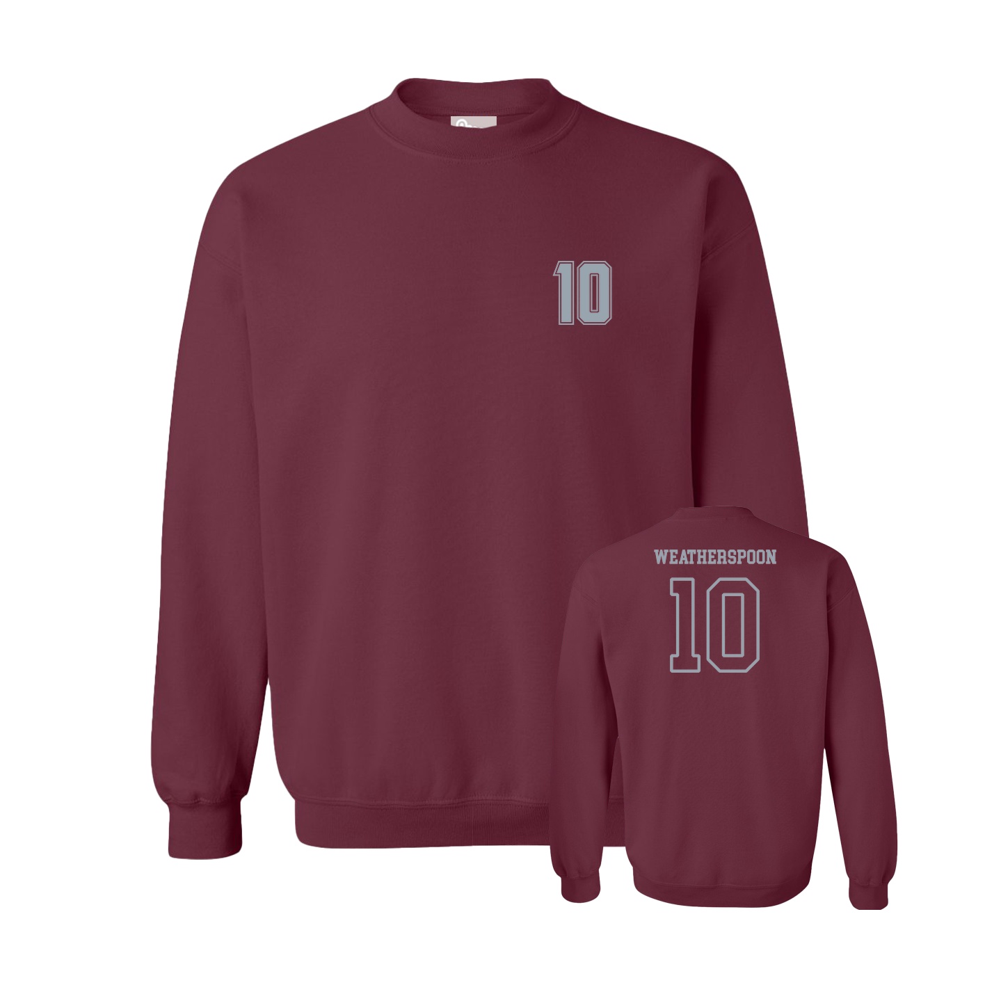 Fleece Crew — Chest Back in Maroon