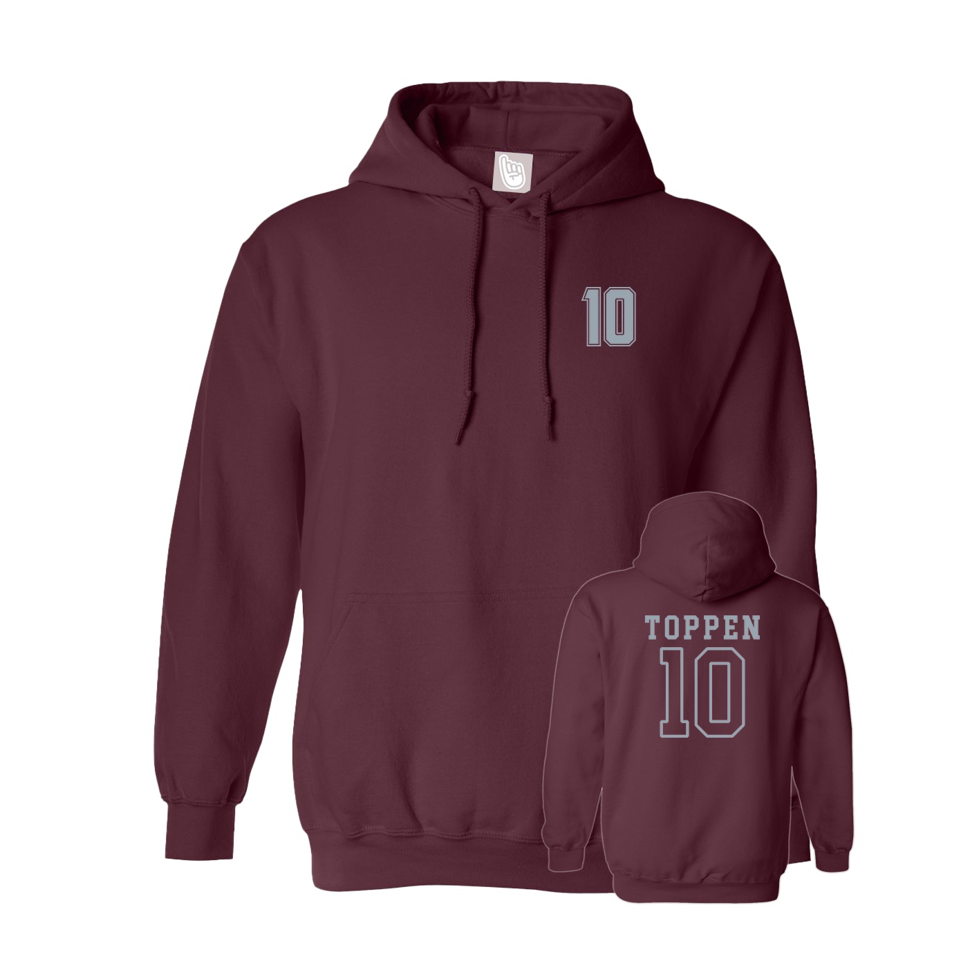 Hoodie — Chest Back in Maroon