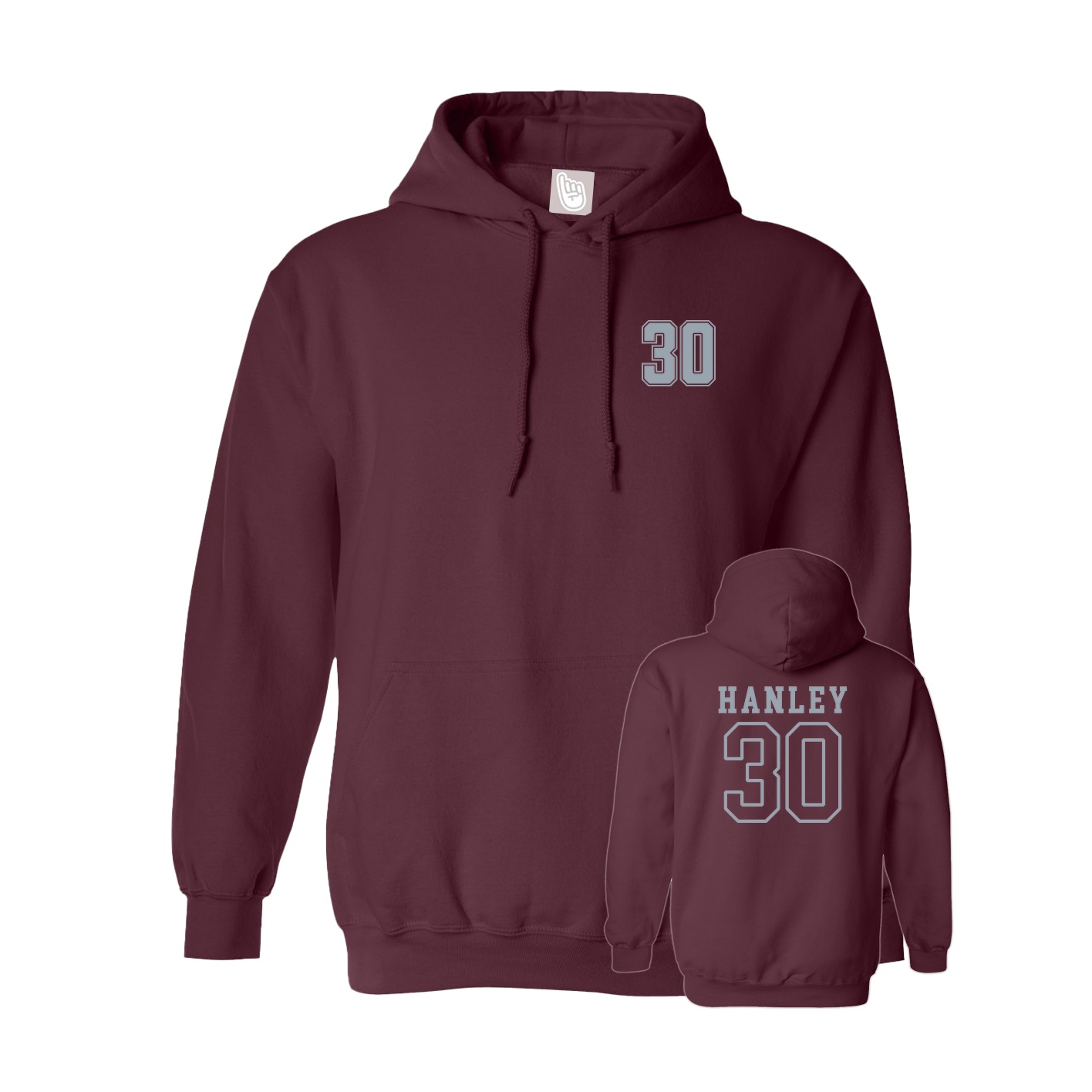 Hoodie — Chest Back in Maroon