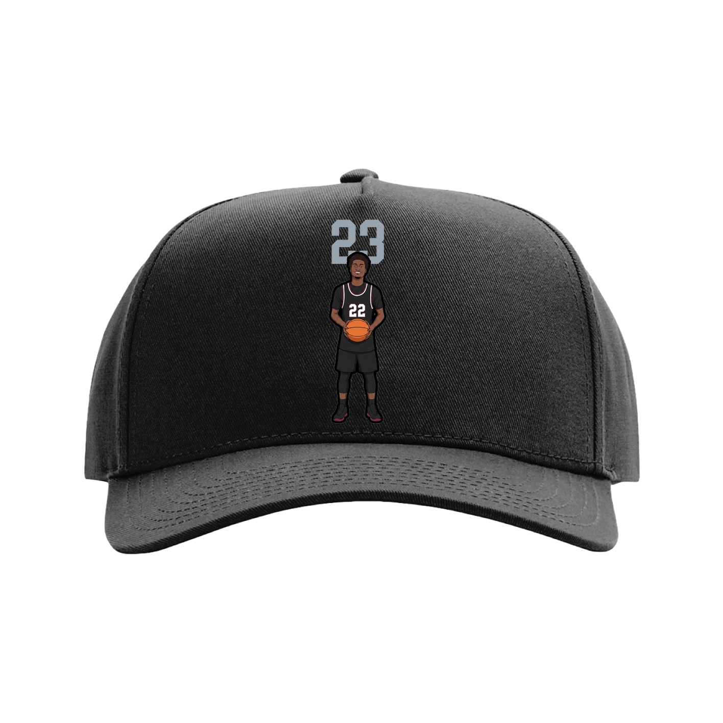 Full Fabric Five-Panel Champ Cap — Number Top in Black