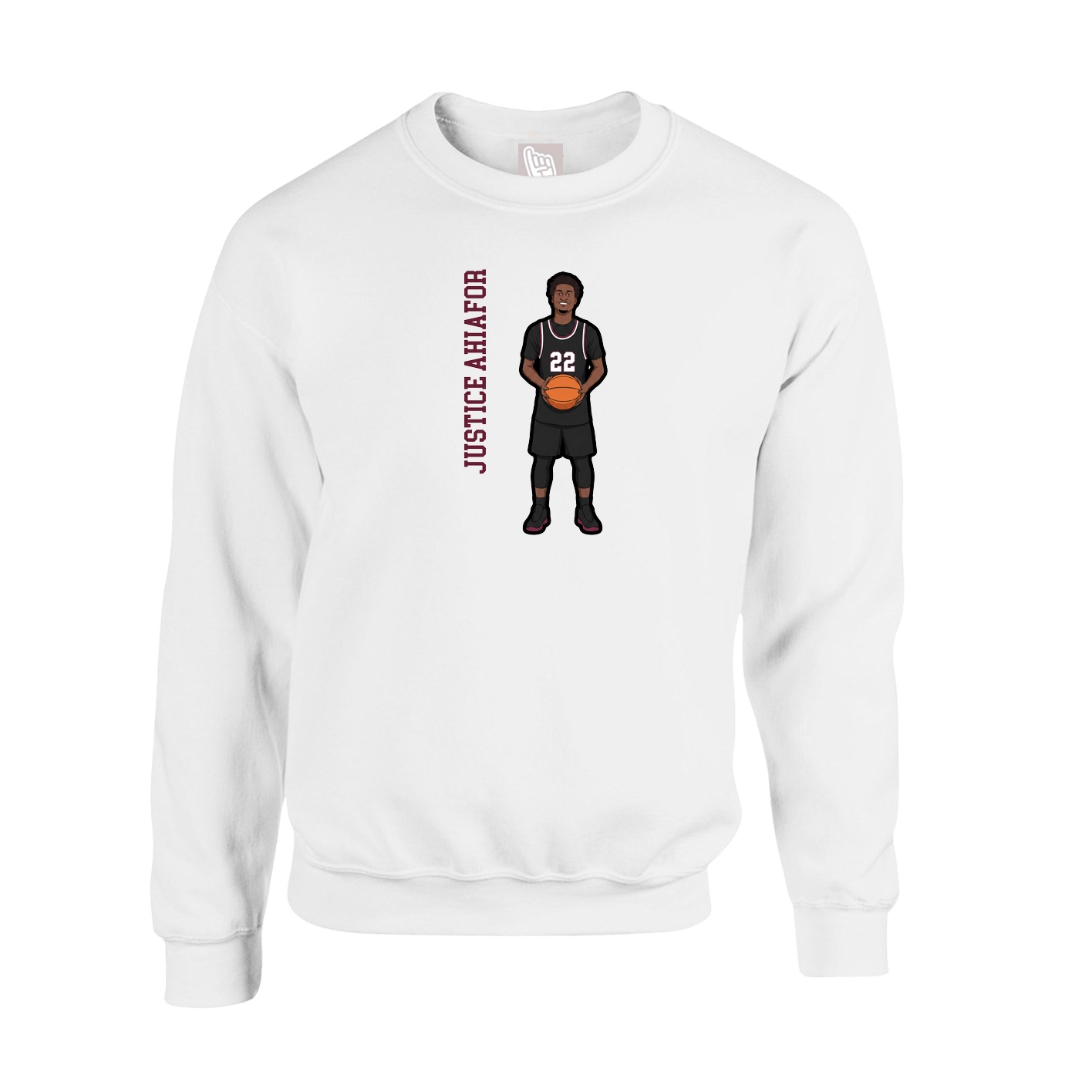 Fleece Crew — Name Vertical in White