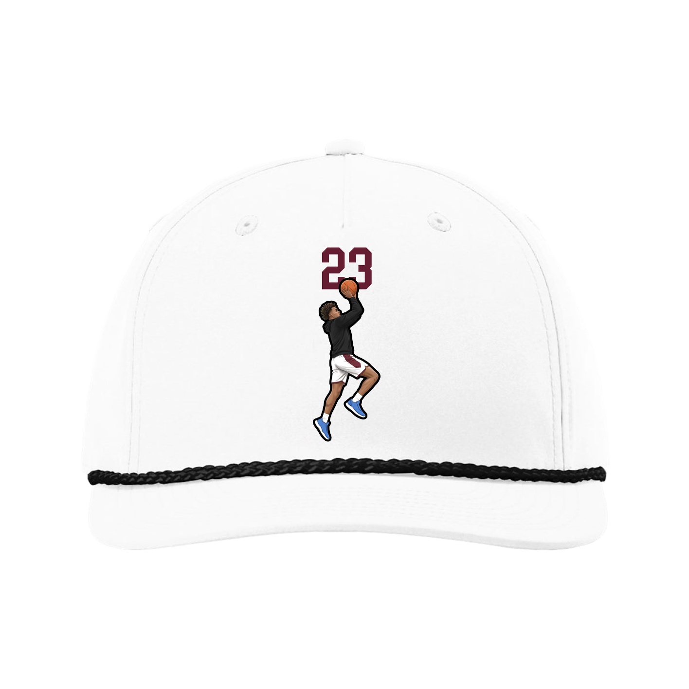 Five-Panel Classic Rope Cap — Number Top in White