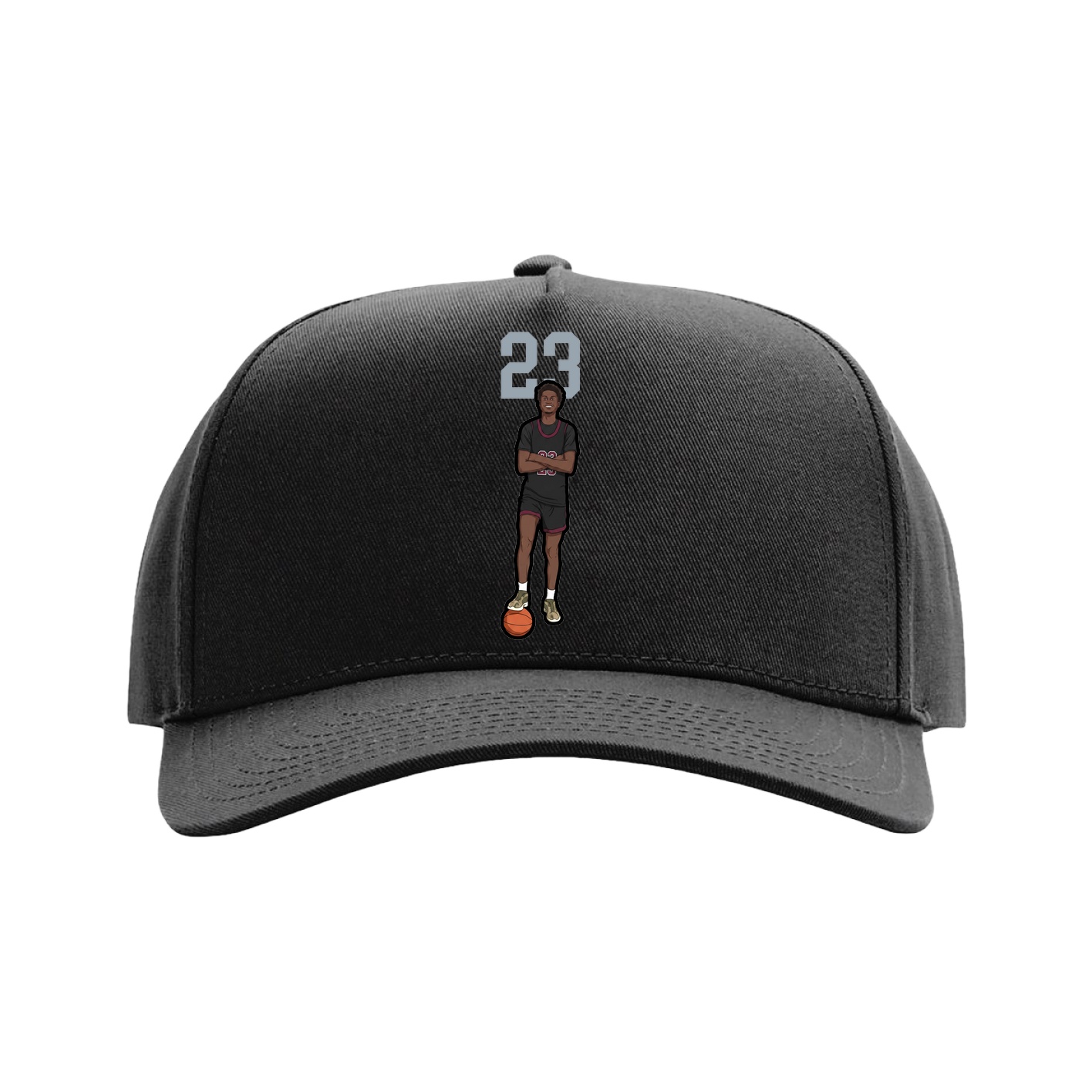 Full Fabric Five-Panel Champ Cap — Number Top in Black