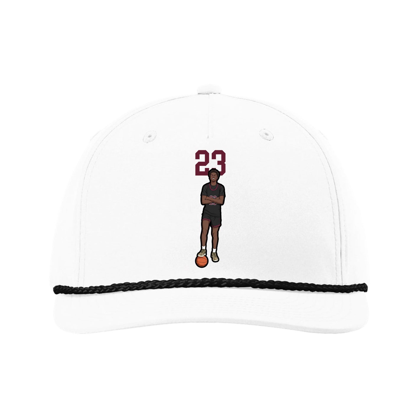 Five-Panel Classic Rope Cap — Number Top in White