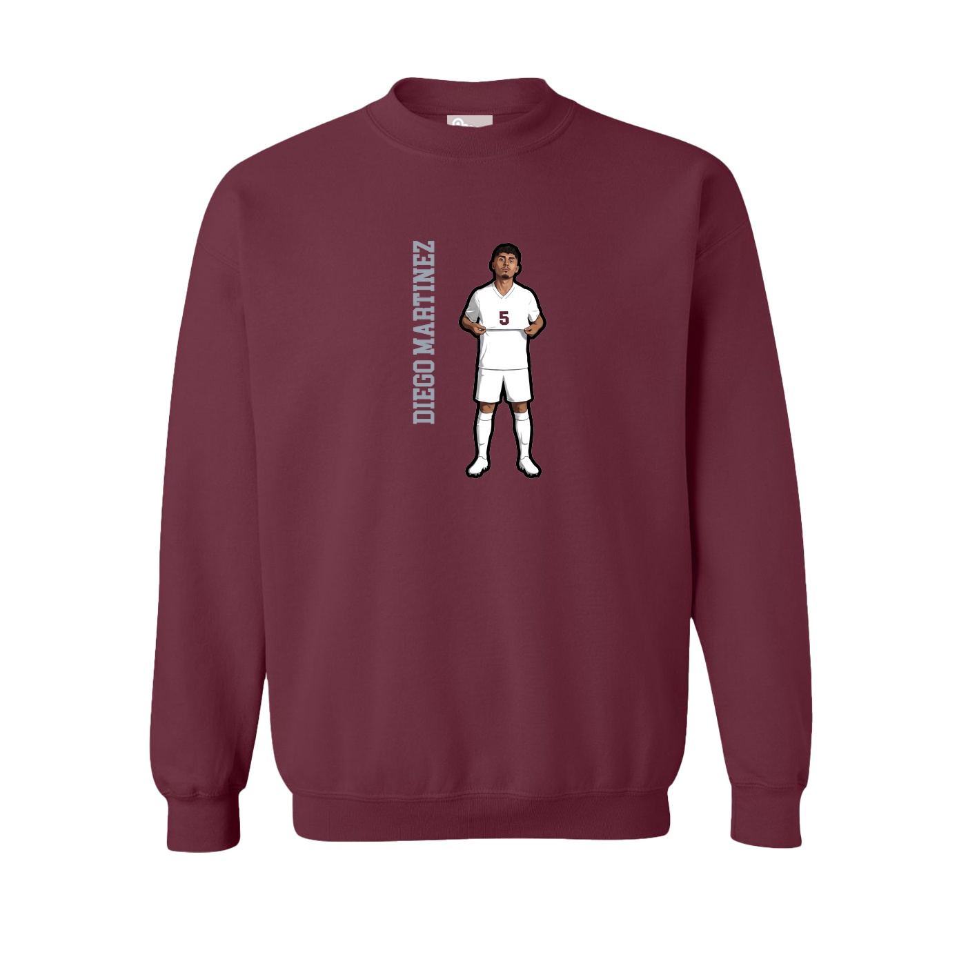 Fleece Crew — Name Vertical in Maroon