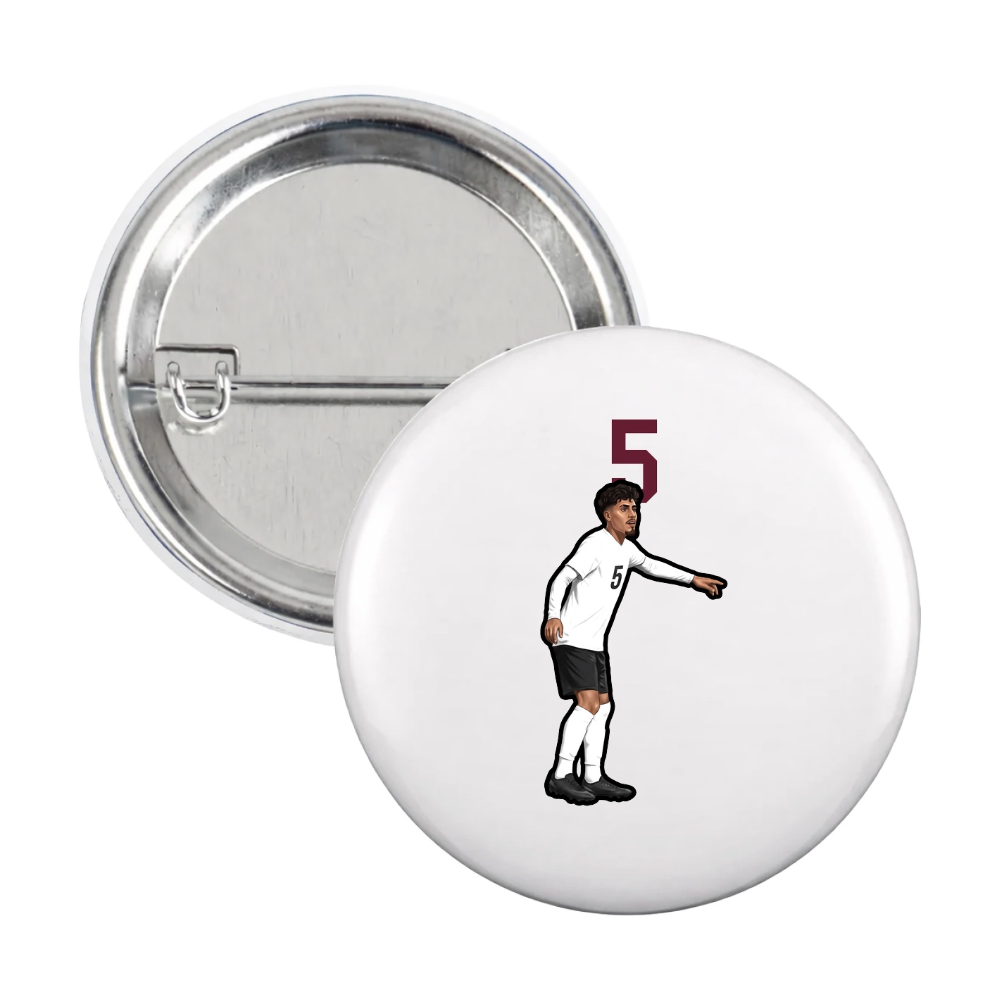 Game Day Button — Number Top in White