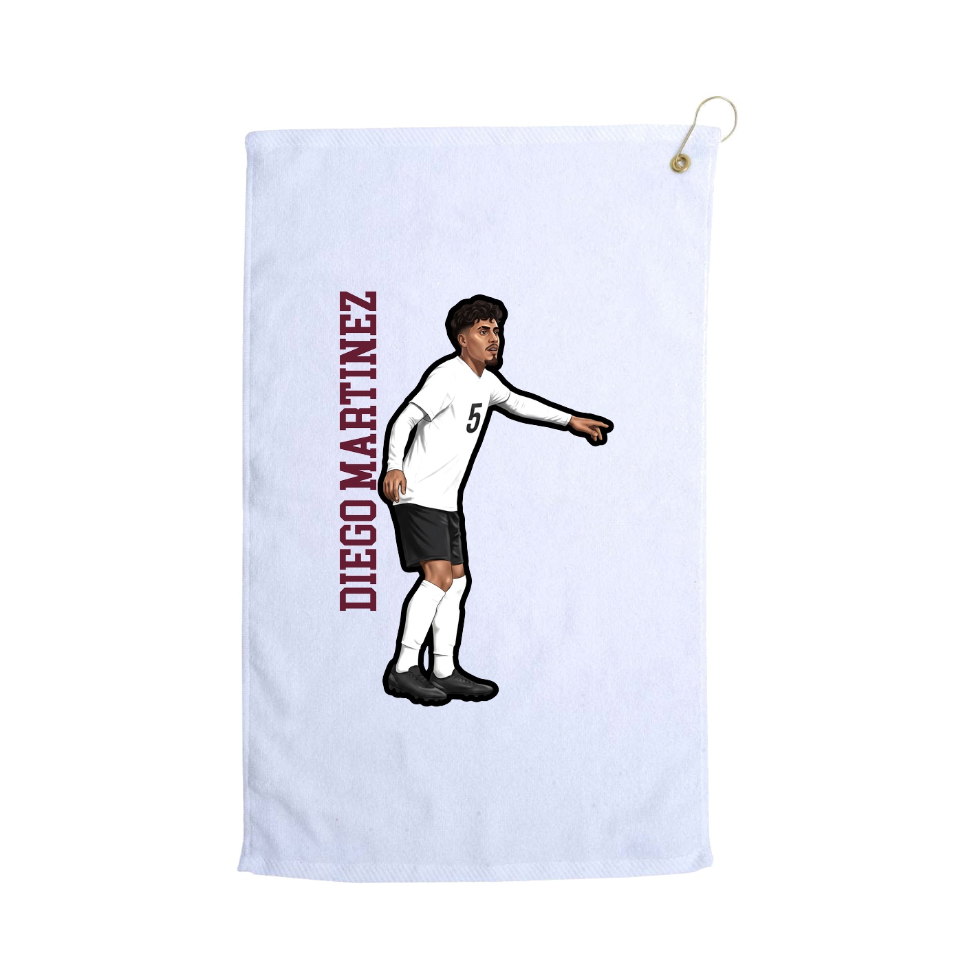 Golf Towel — Name Vertical in White