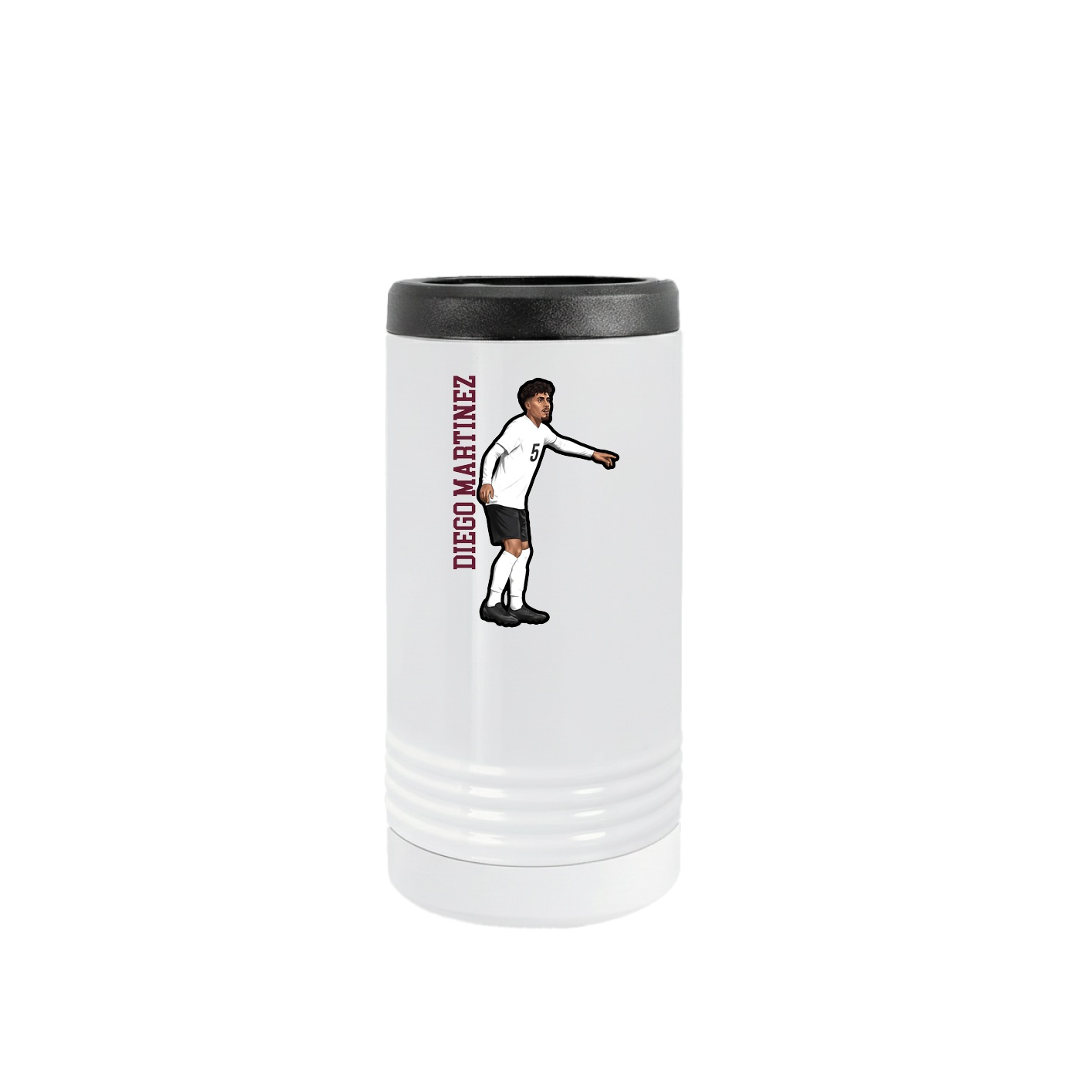 Slim Beverage Holder — Name Vertical in White