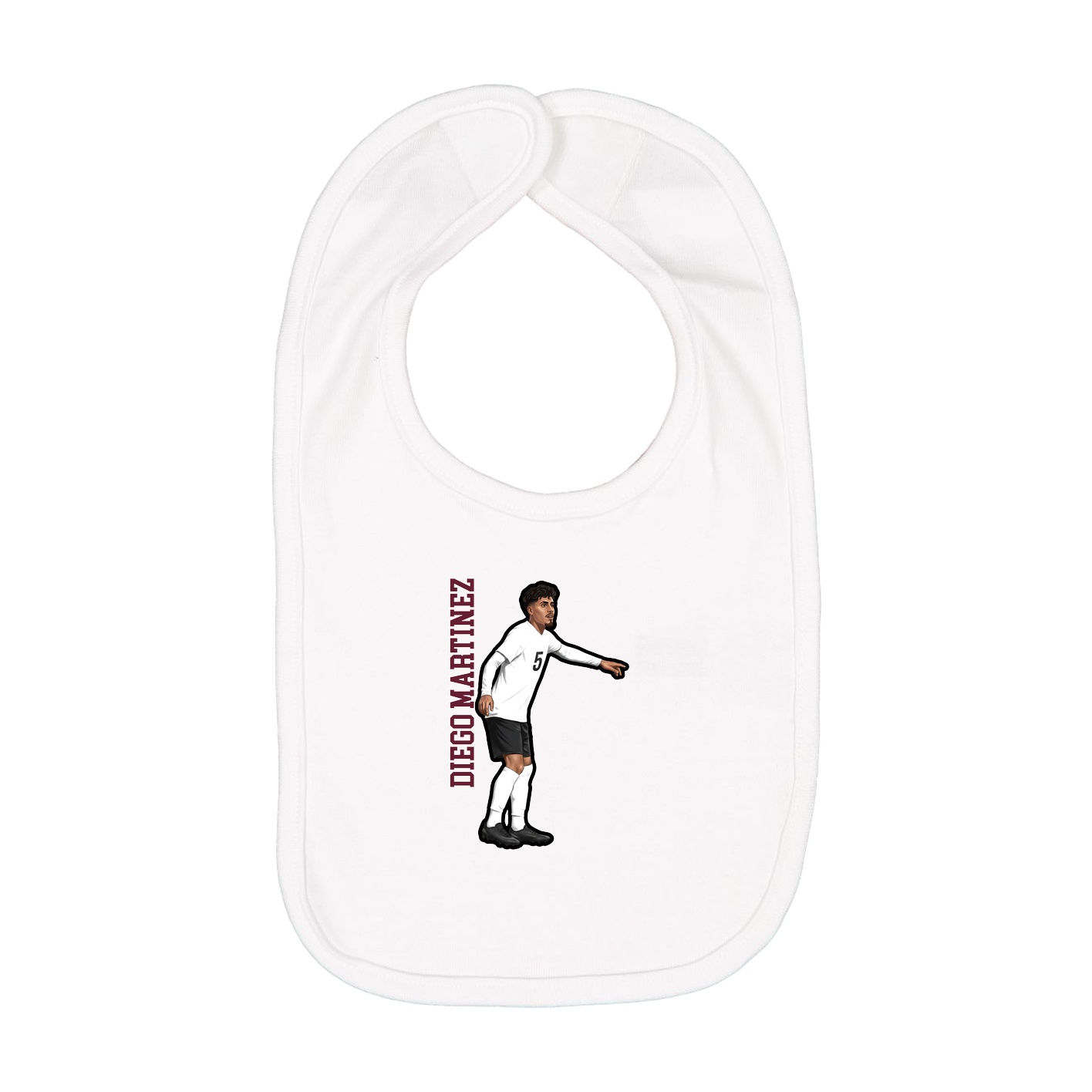 Infant Bib — Name Vertical in White