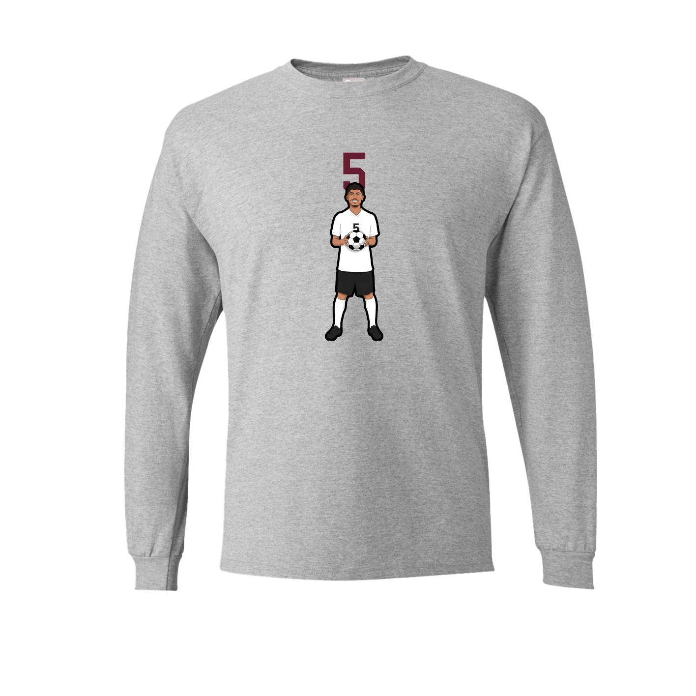 Long Sleeve Tee — Number Top in Grey