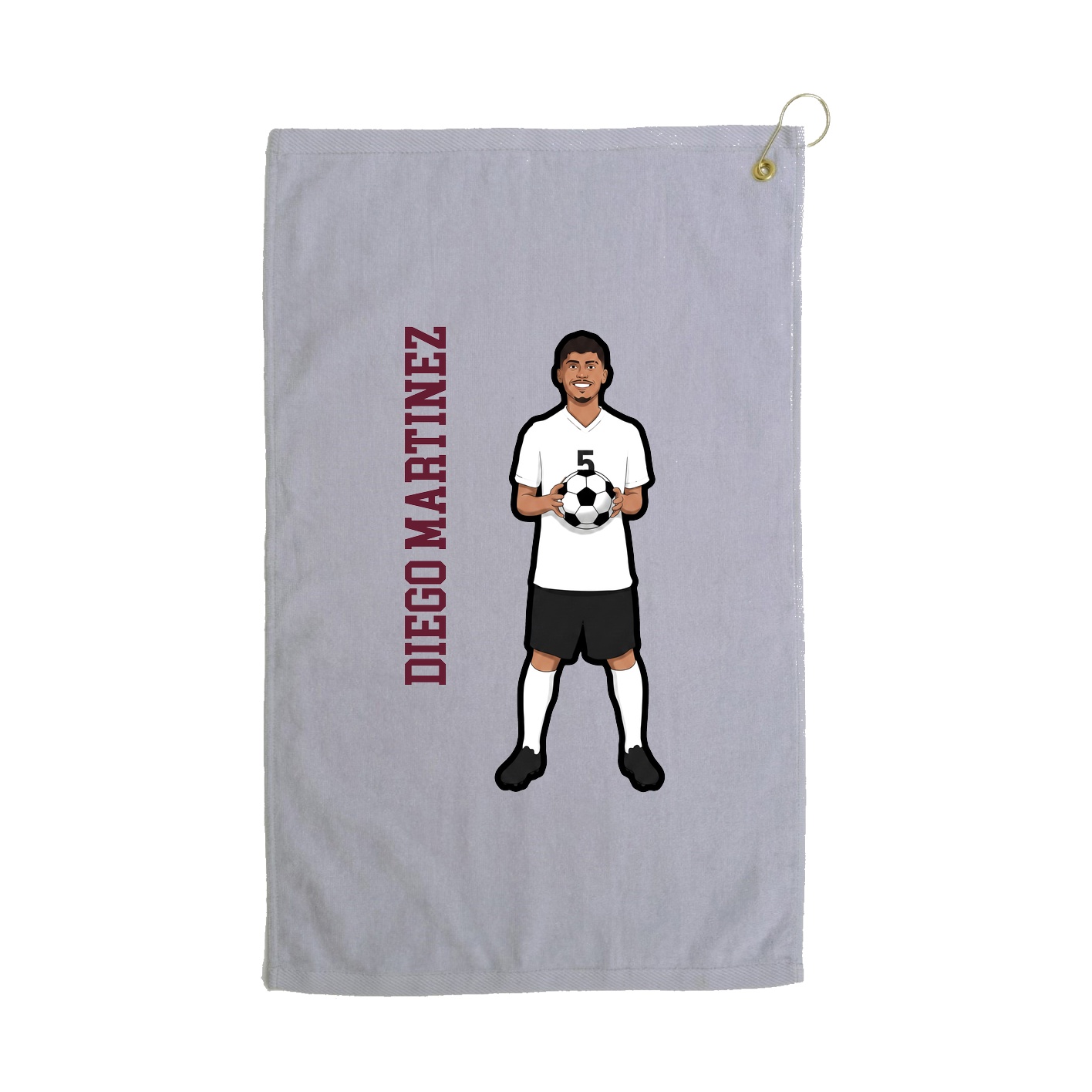 Golf Towel — Name Vertical in Grey