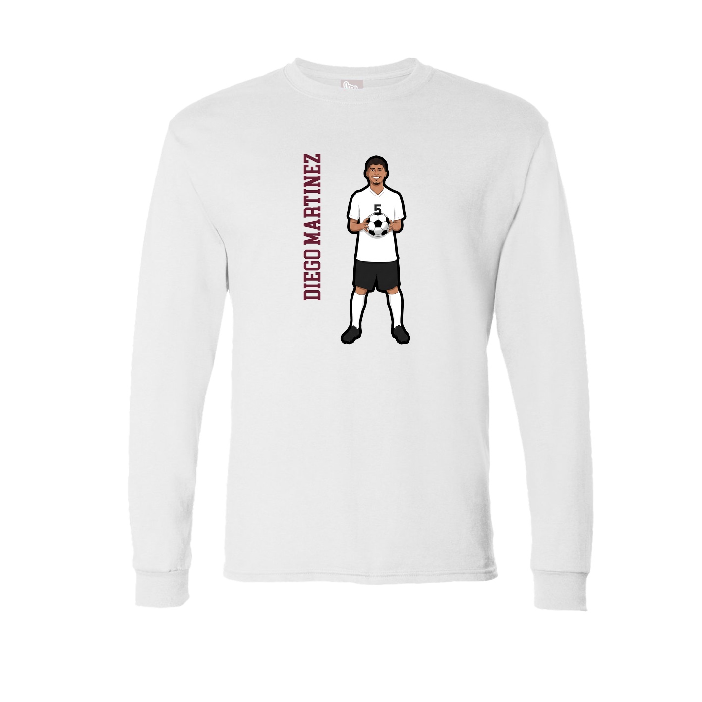 Long Sleeve Tee — Name Vertical in White