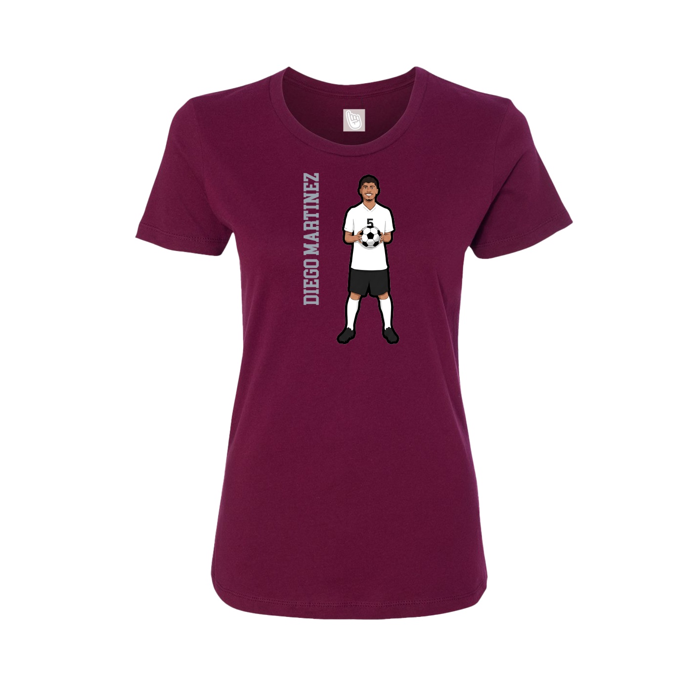 Womens Tee — Name Vertical in Maroon