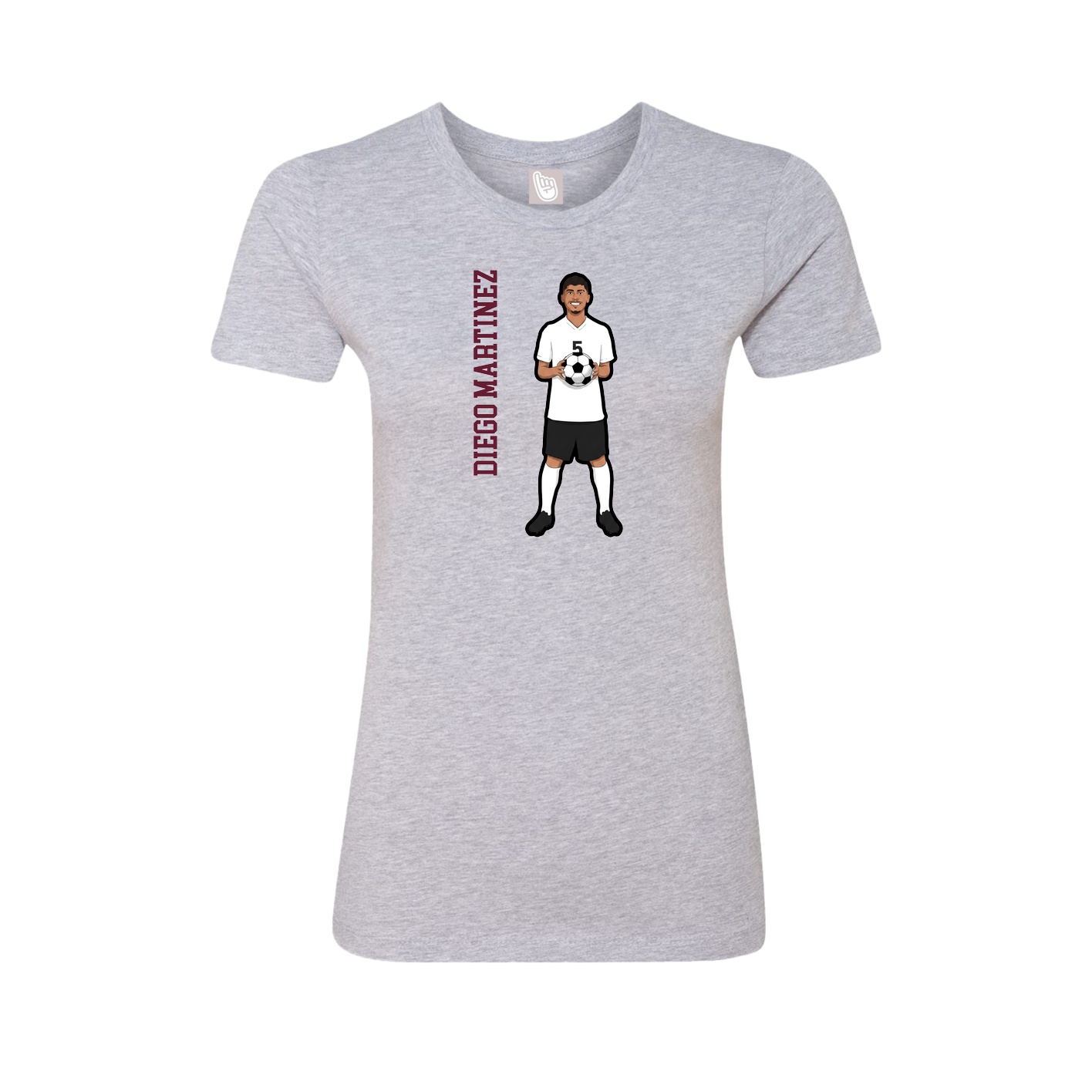 Fitted Women's Tee — Name Vertical in Grey