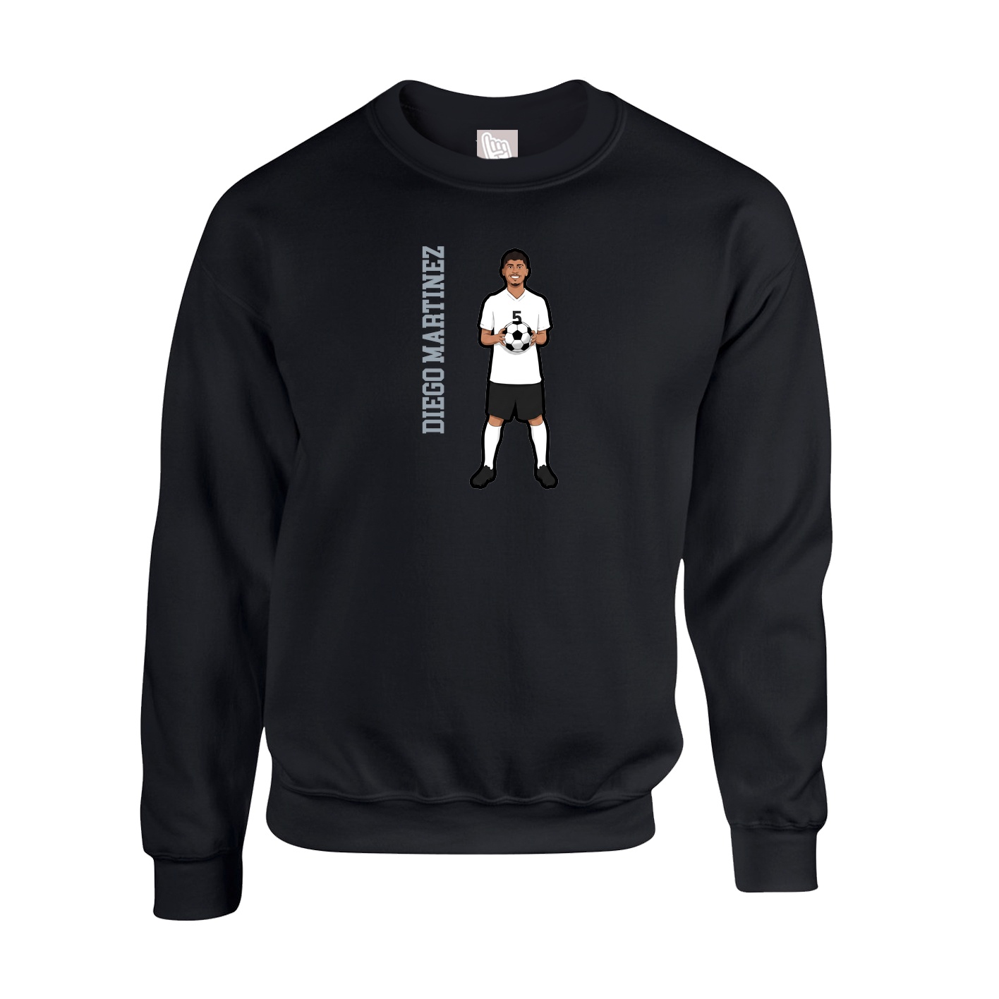 Fleece Crew — Name Vertical in Black