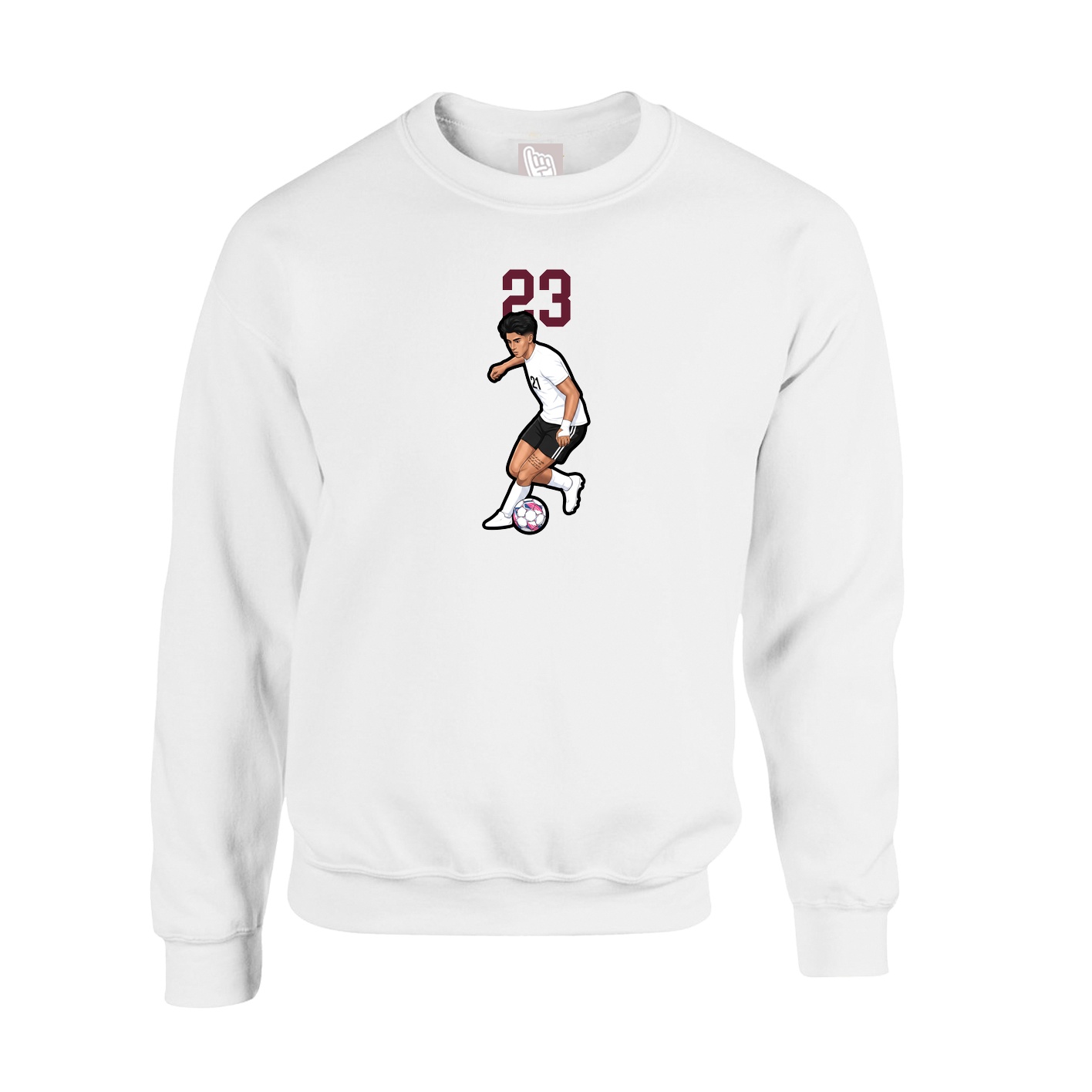 Fleece Crew — Number Top in White