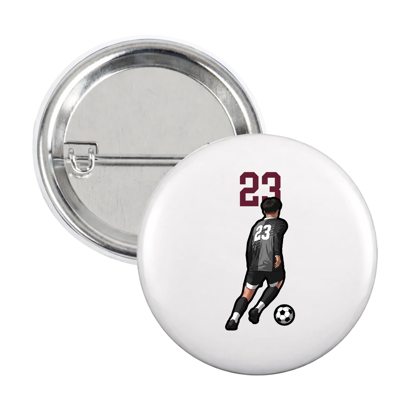 Game Day Button — Number Top in White