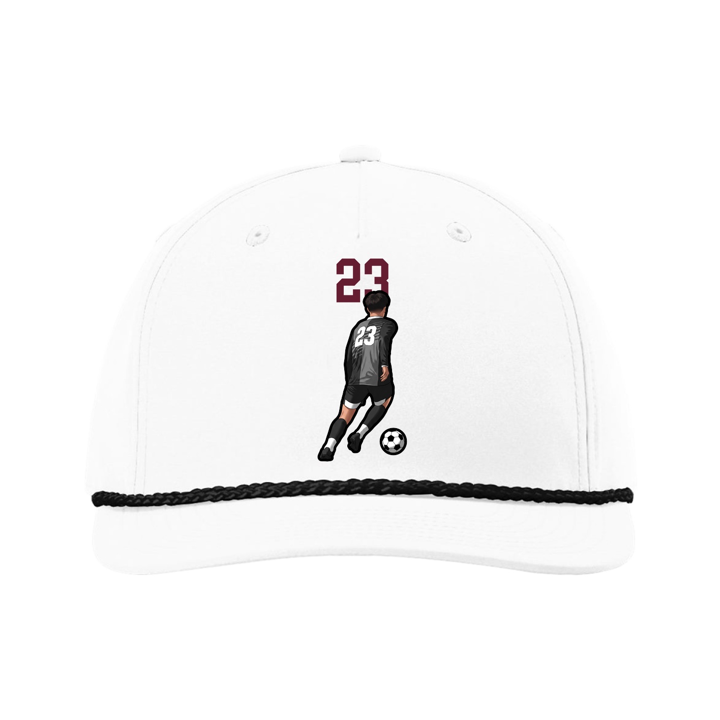 Five-Panel Classic Rope Cap — Number Top in White