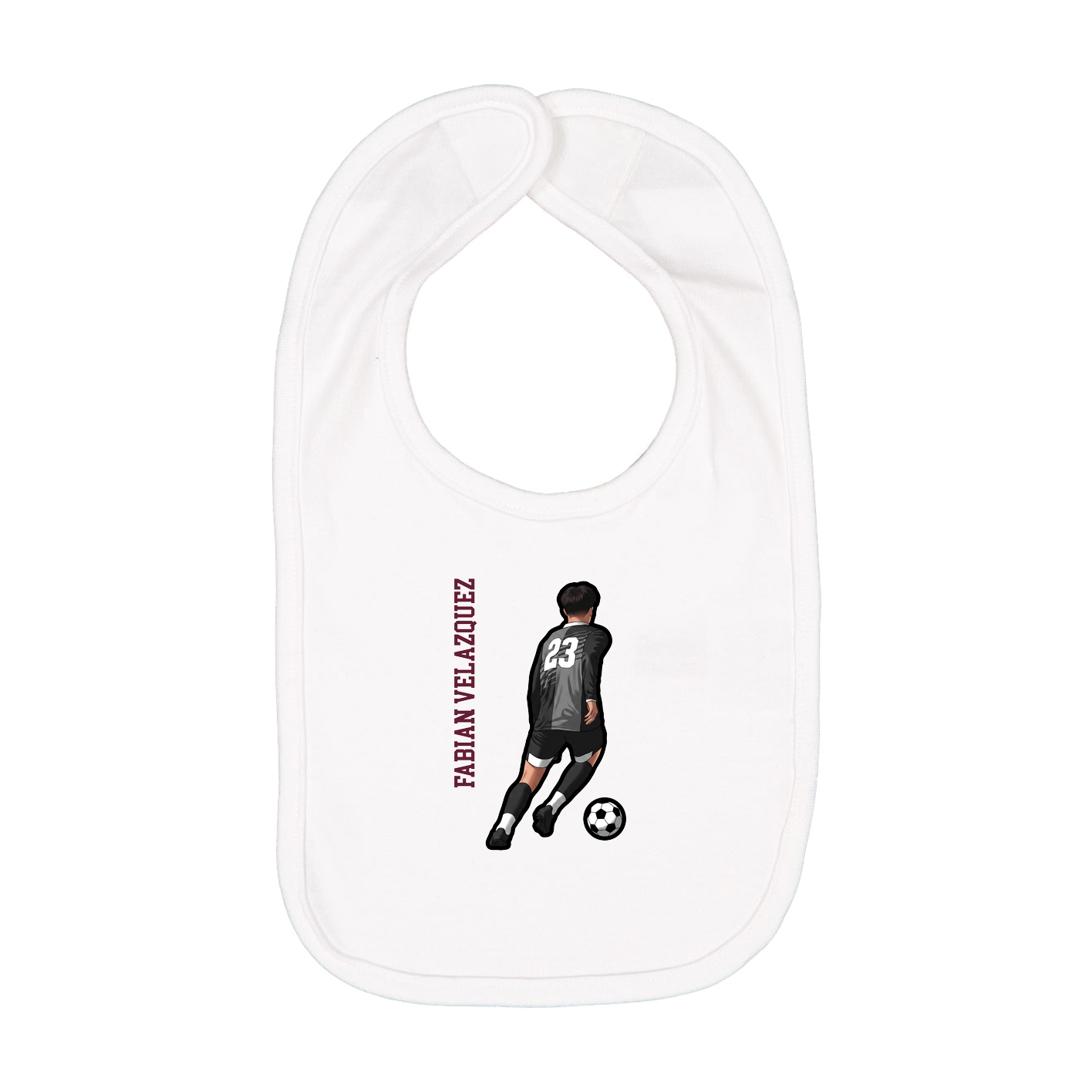 Infant Bib — Name Vertical in White