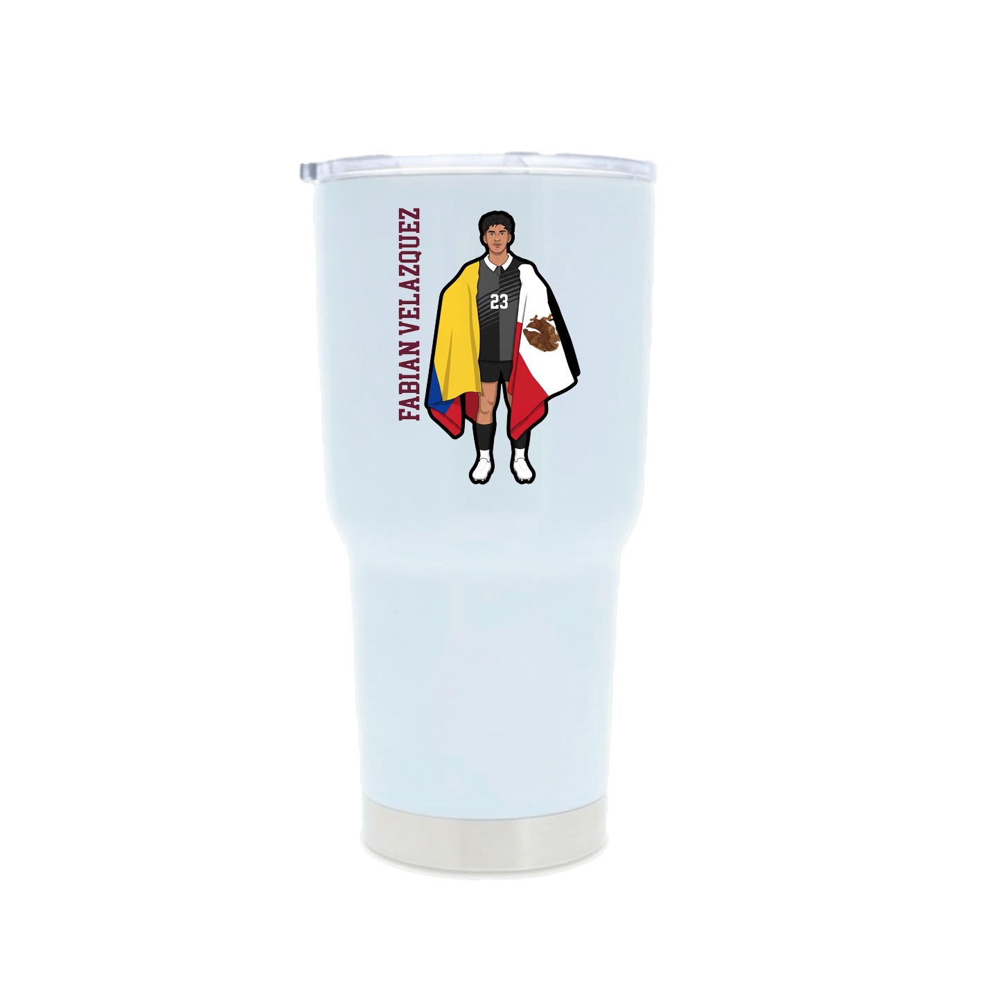 30oz Stainless Steel Tumbler — Name Vertical in White