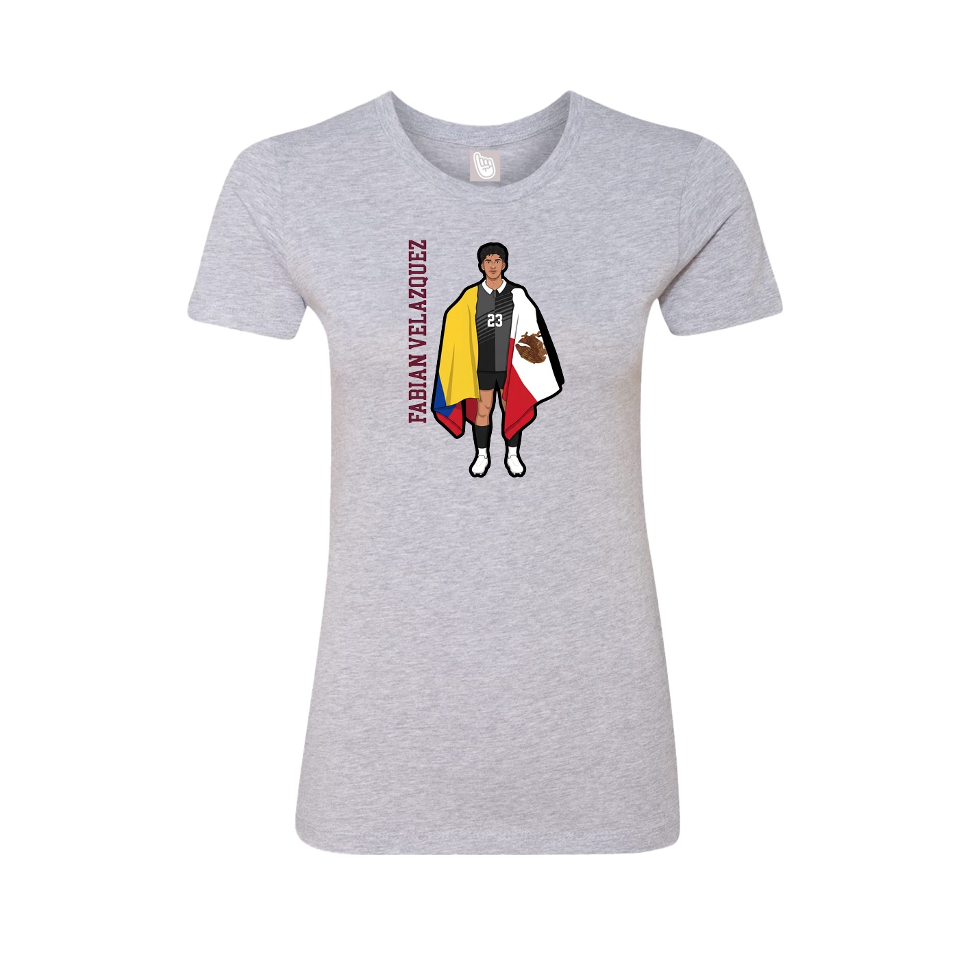 Fitted Women's Tee — Name Vertical in Grey