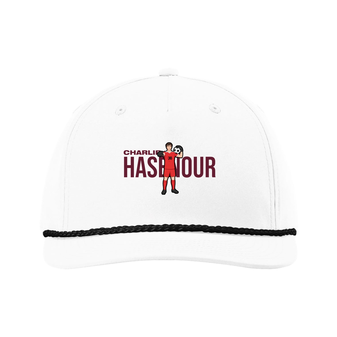 Five-Panel Classic Rope Cap — Player Name in White