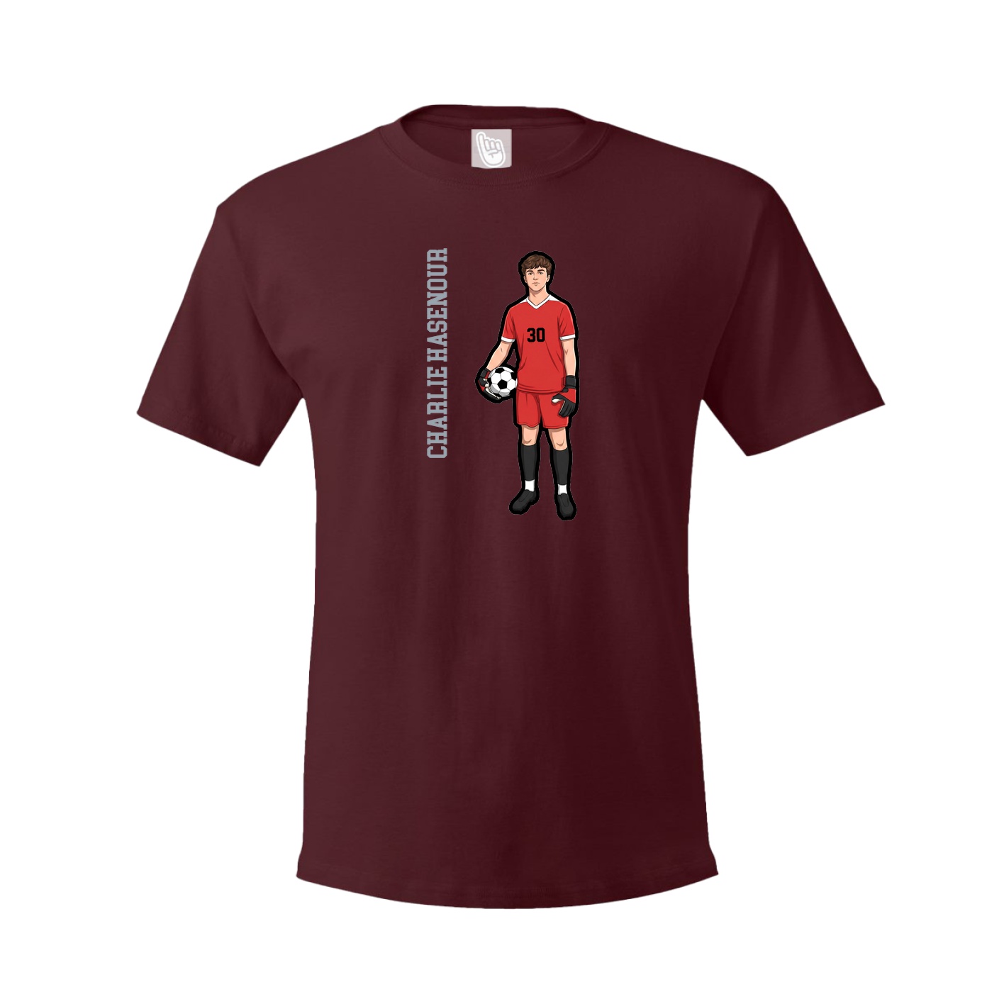 Youth Tee — Name Vertical in Maroon