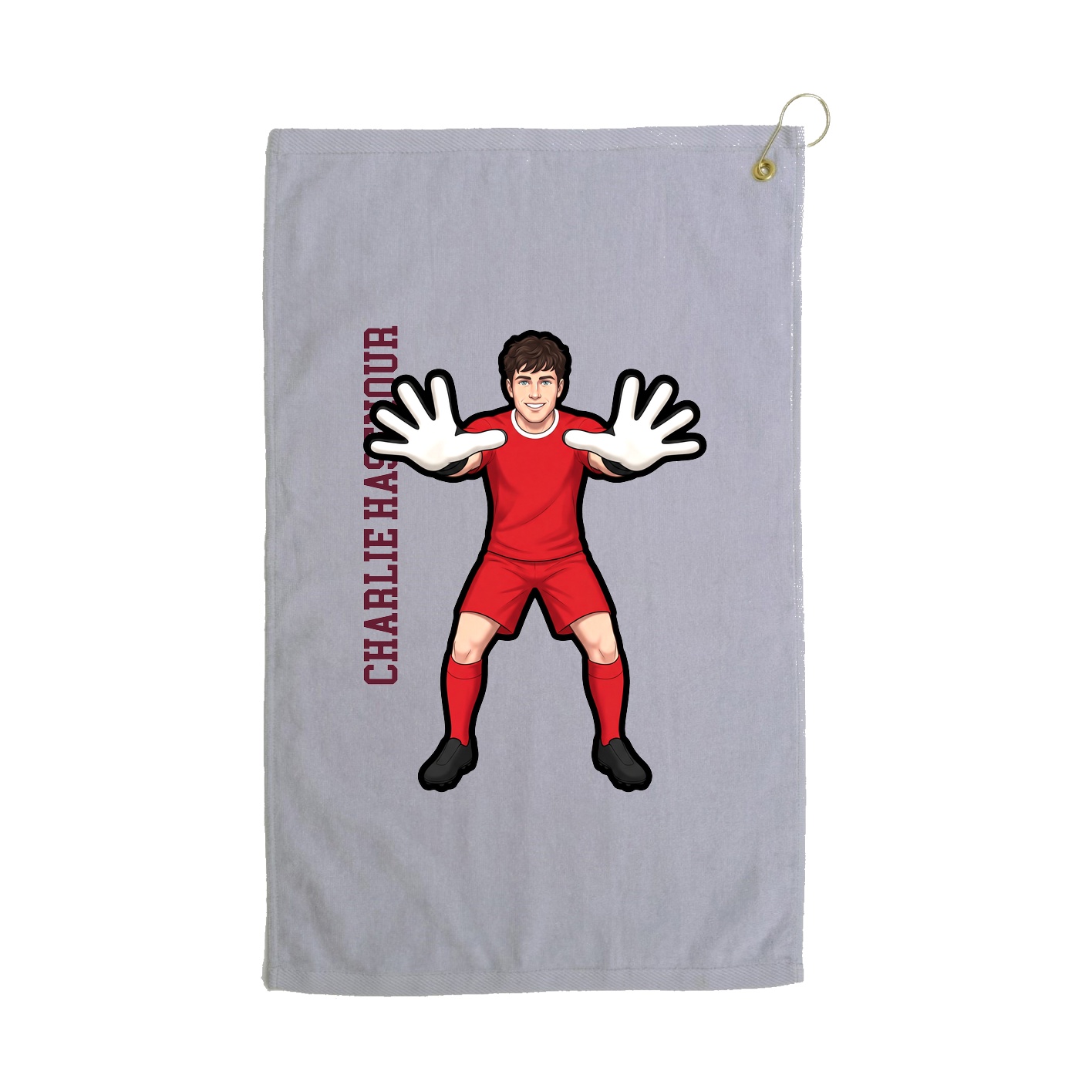 Golf Towel — Name Vertical in Grey