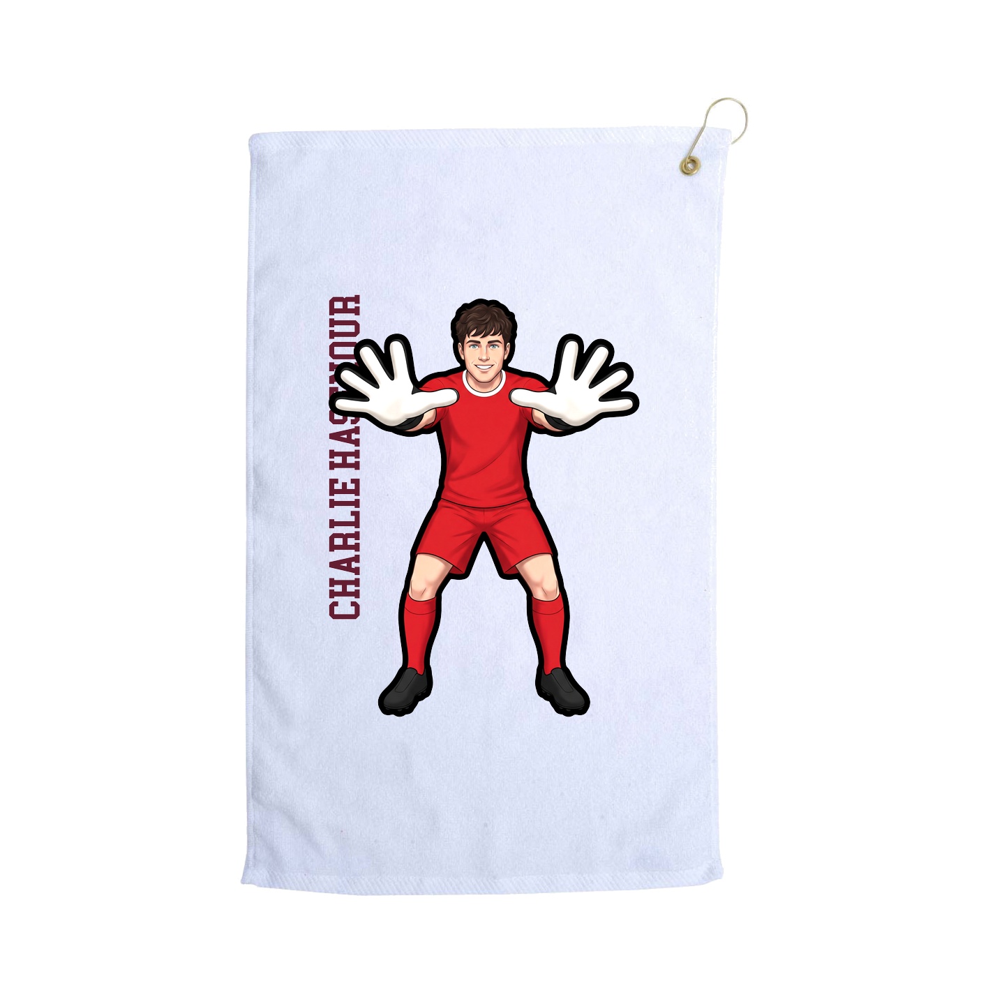 Golf Towel — Name Vertical in White