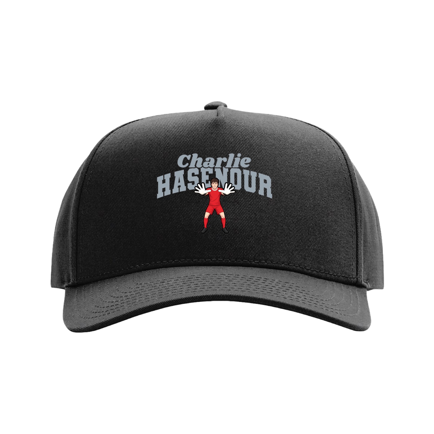 Full Fabric Five-Panel Champ Cap — Signature Arch in Black