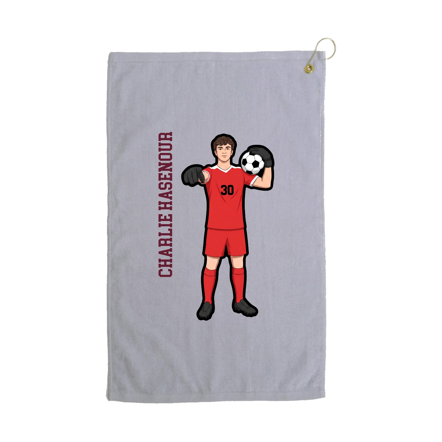 Golf Towel — Name Vertical in Grey