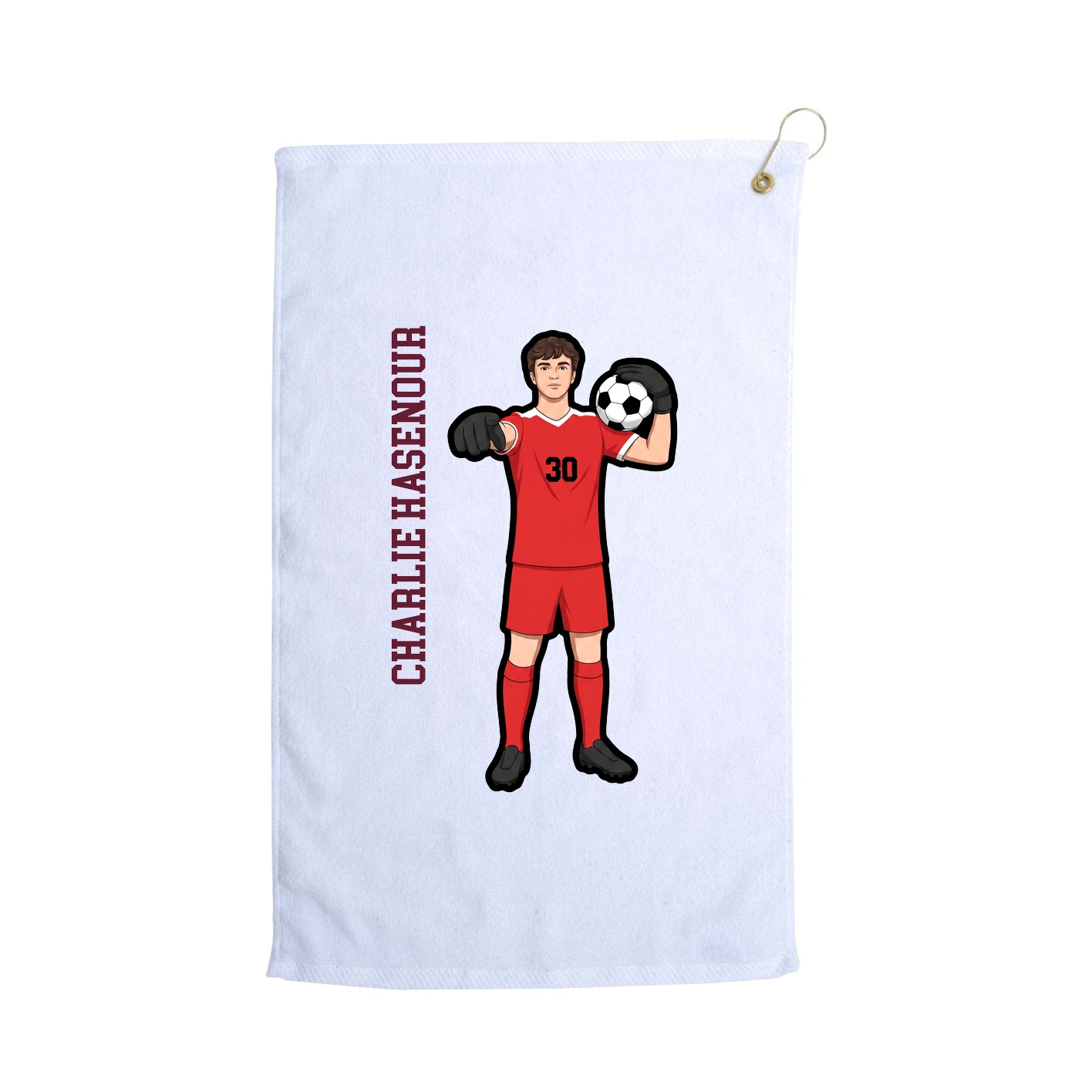 Golf Towel — Name Vertical in White