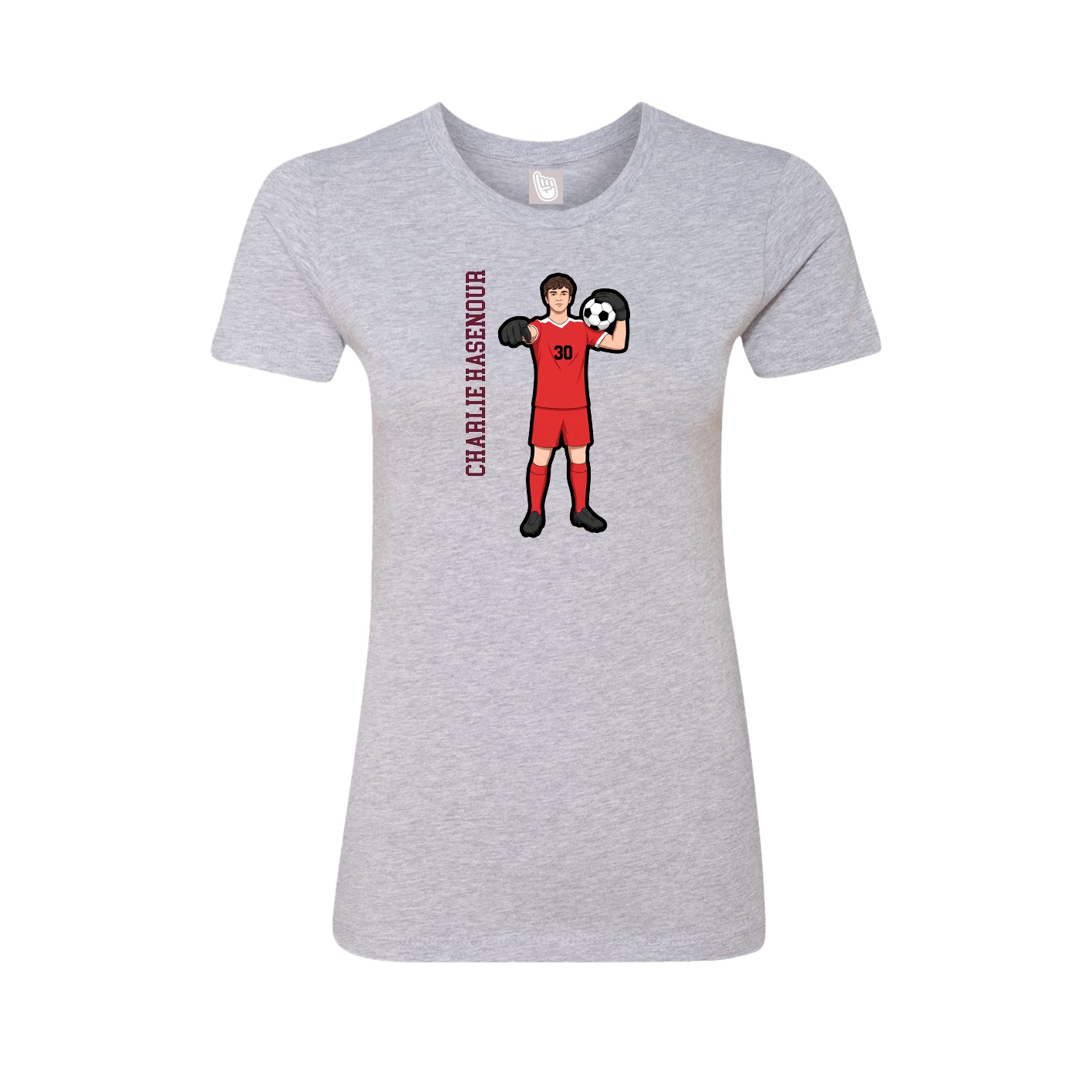 Womens Tee — Name Vertical in Grey